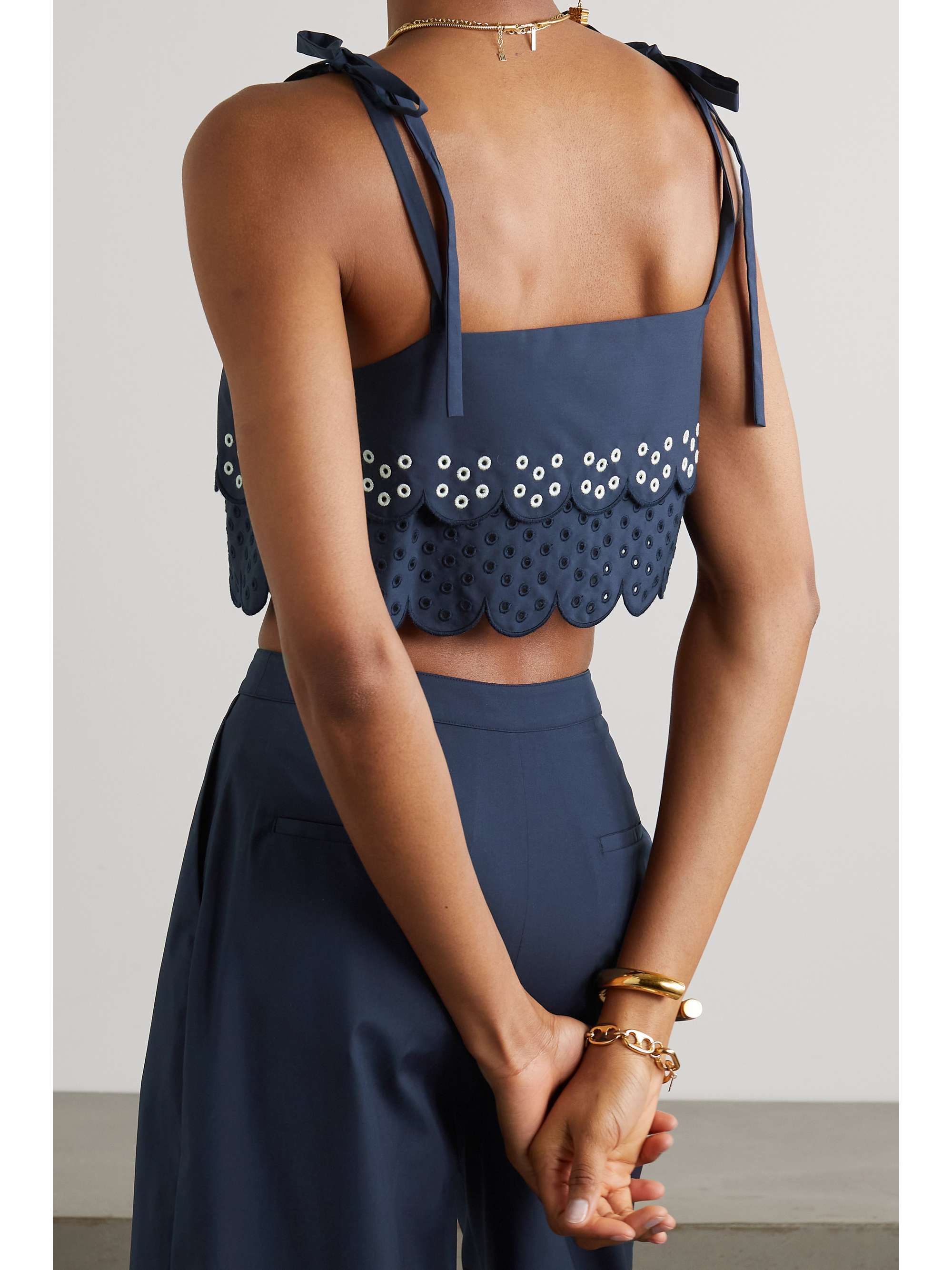 JASON WU Cropped scalloped broderie anglaise cotton-blend top