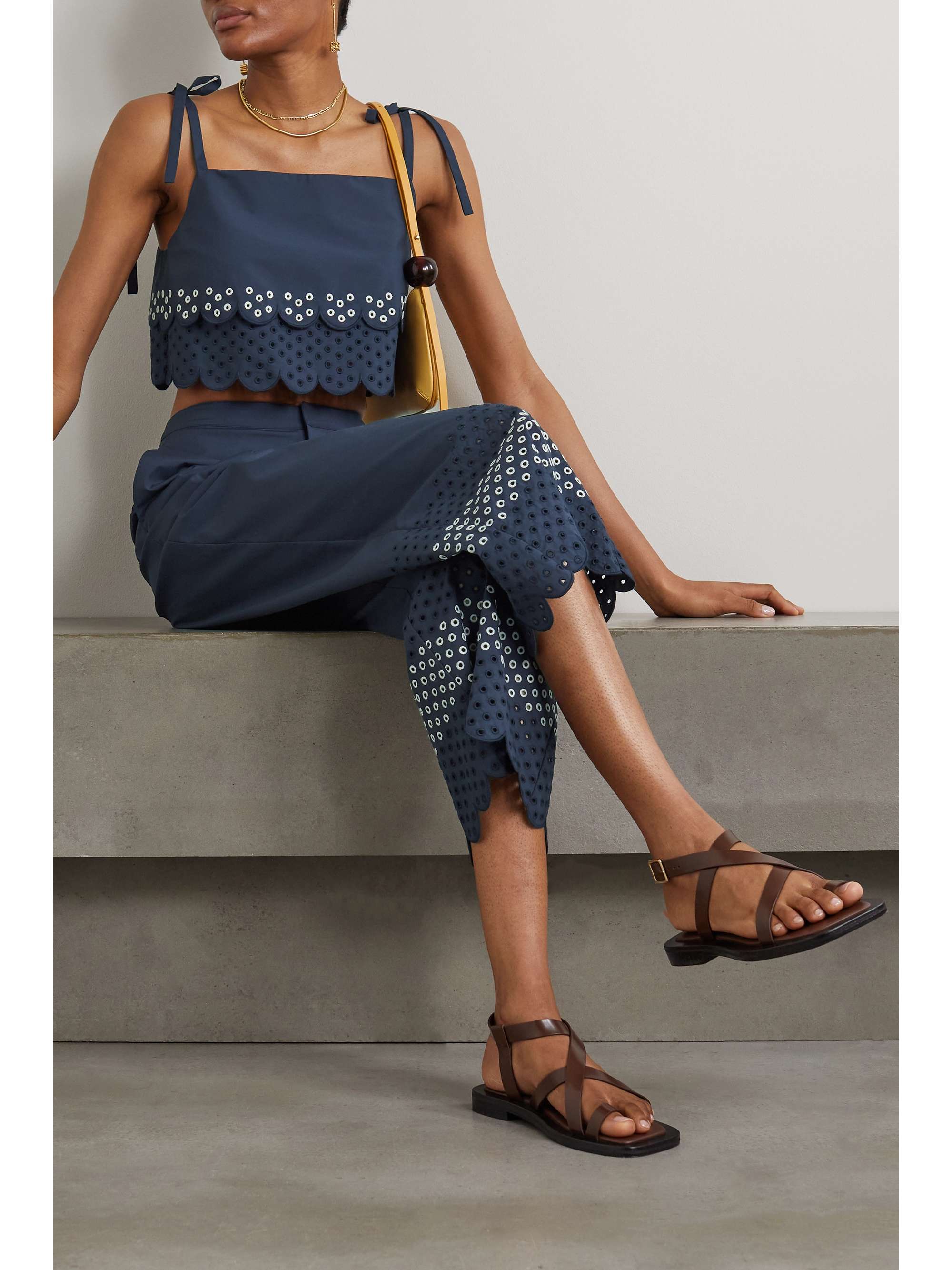 JASON WU Cropped scalloped broderie anglaise cotton-blend top