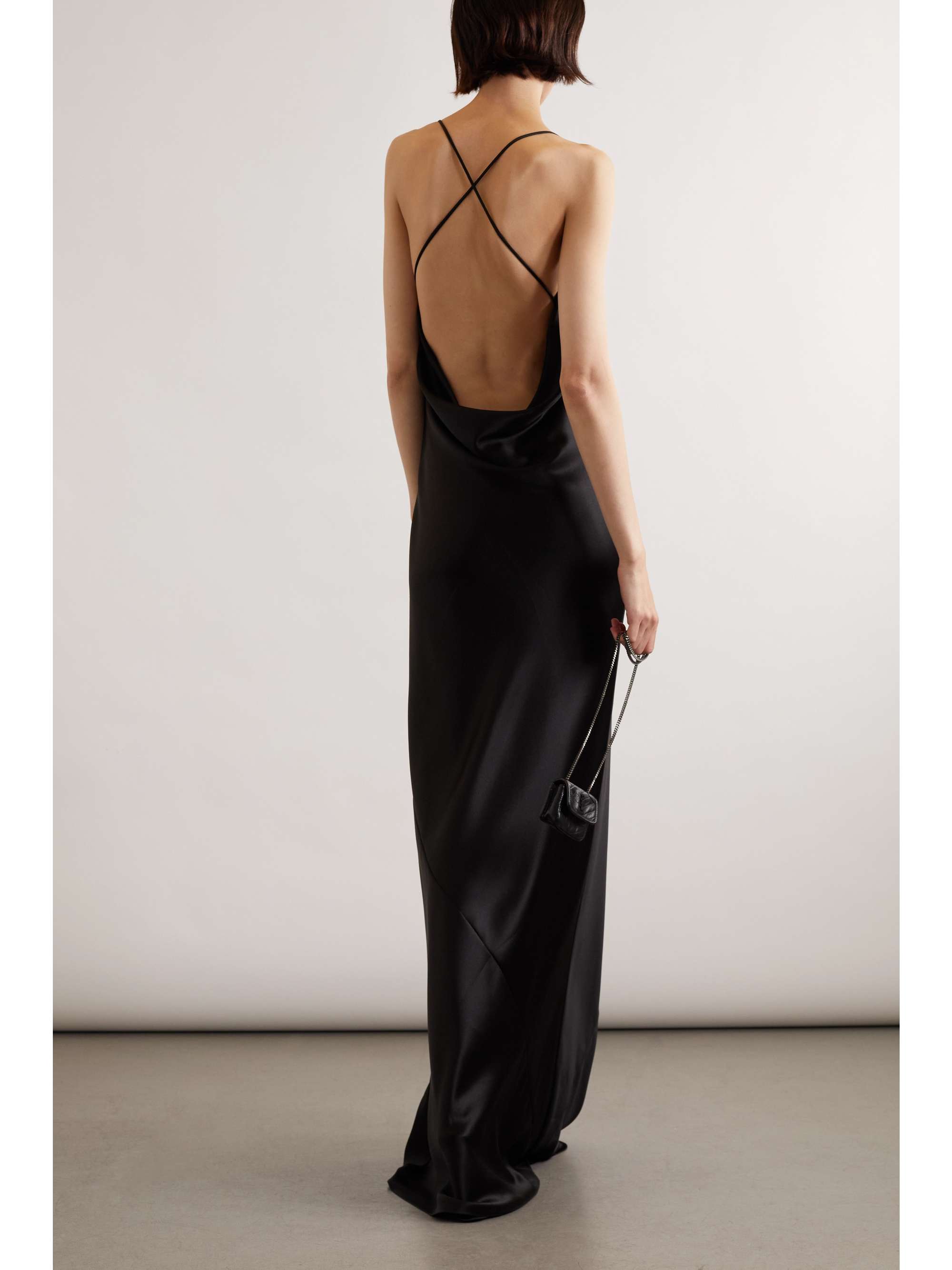 SAINT LAURENT Open-back silk-satin gown