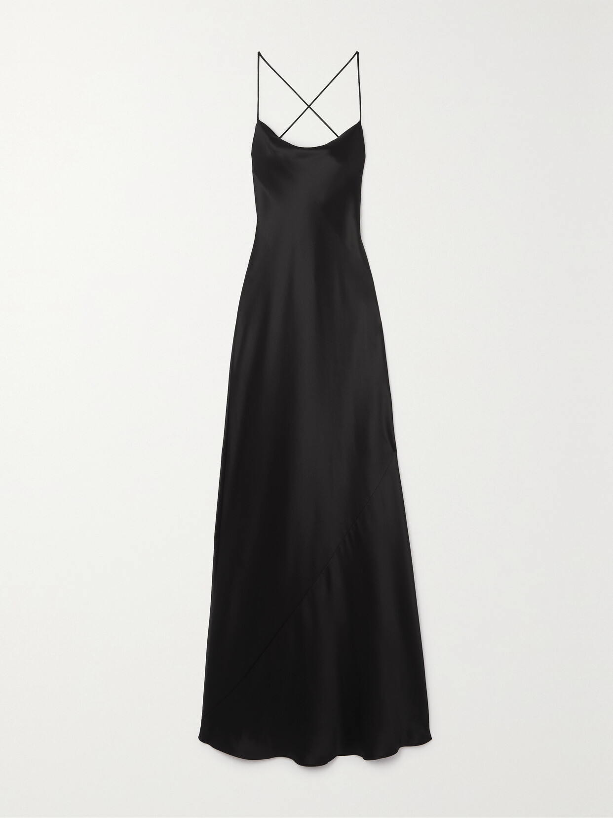 Saint Laurent Open-back Silk-satin Gown In Black