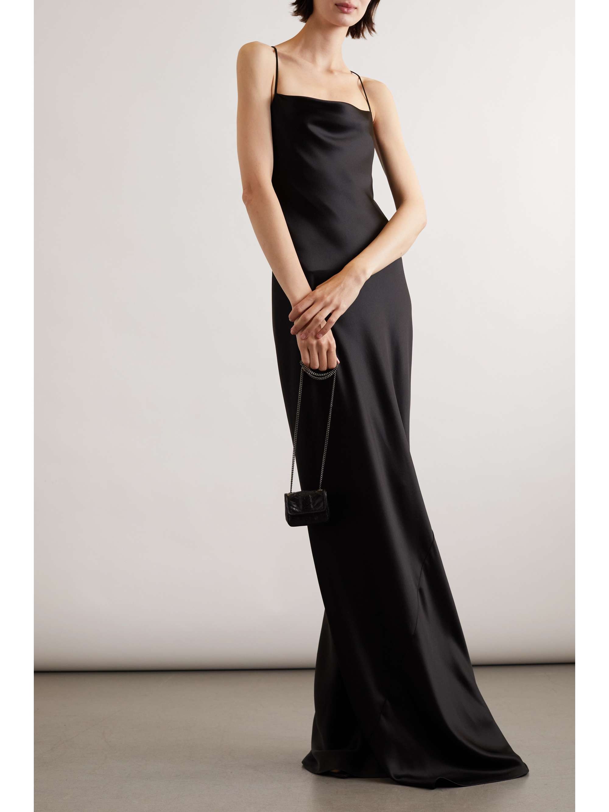 SAINT LAURENT Open-back silk-satin gown | NET-A-PORTER