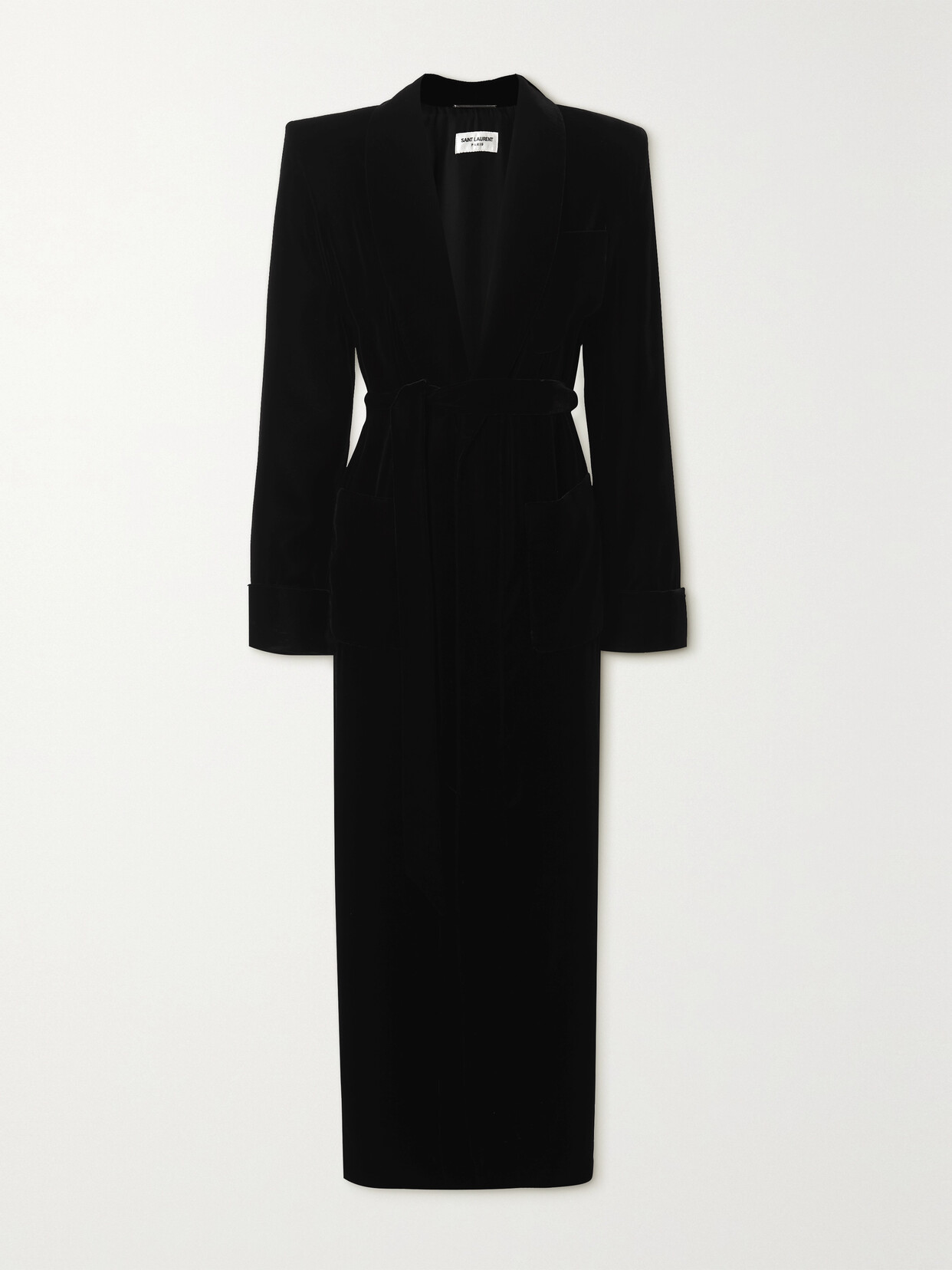 SAINT LAURENT - Belted Velvet Coat - Black