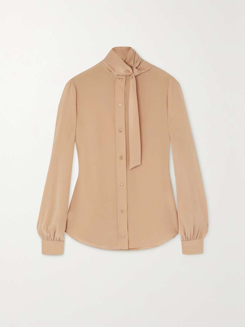 Saint Laurent Tie-detailed Silk Crepe De Chine Blouse