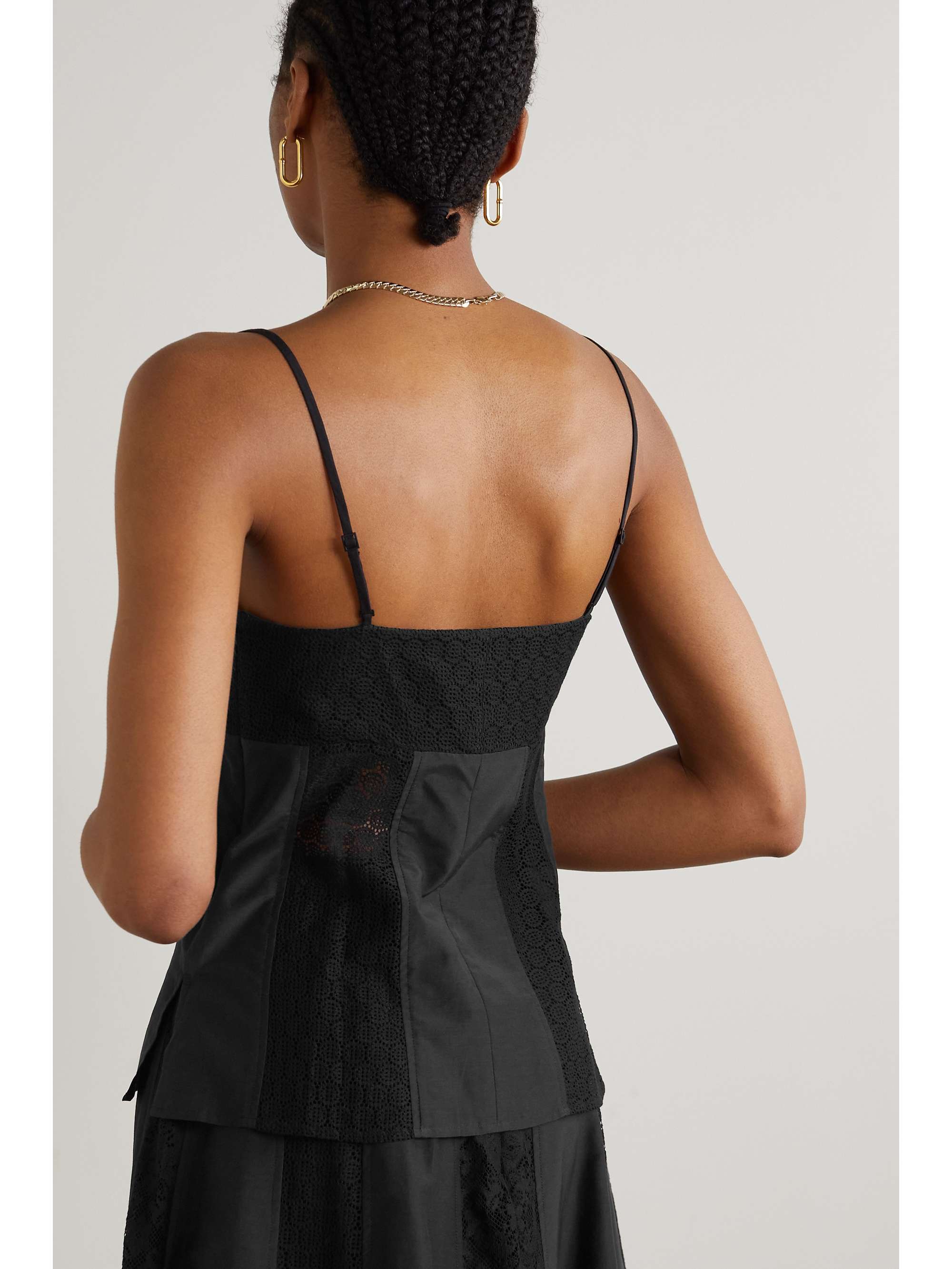 JASON WU Paneled crocheted lace and cotton and silk-blend camisole