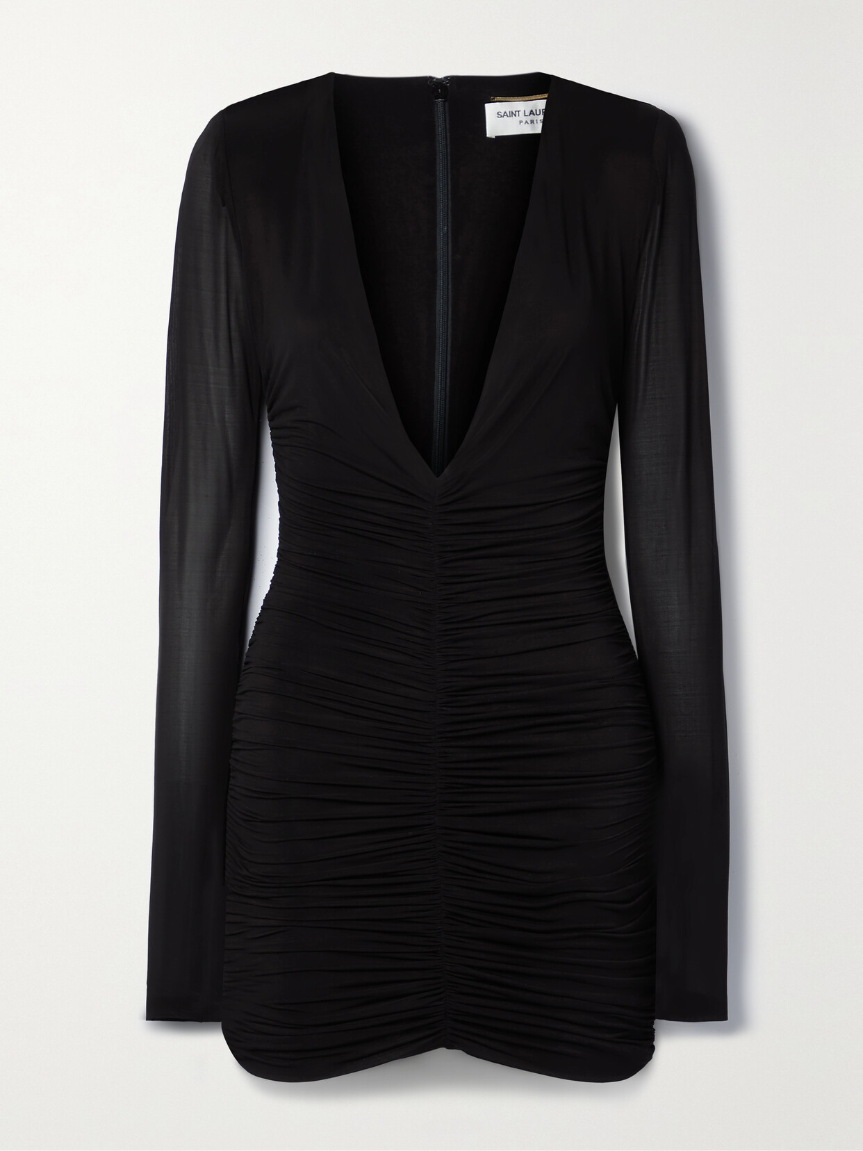 SAINT LAURENT Ruched Strech-jersey Mini Dress - Black