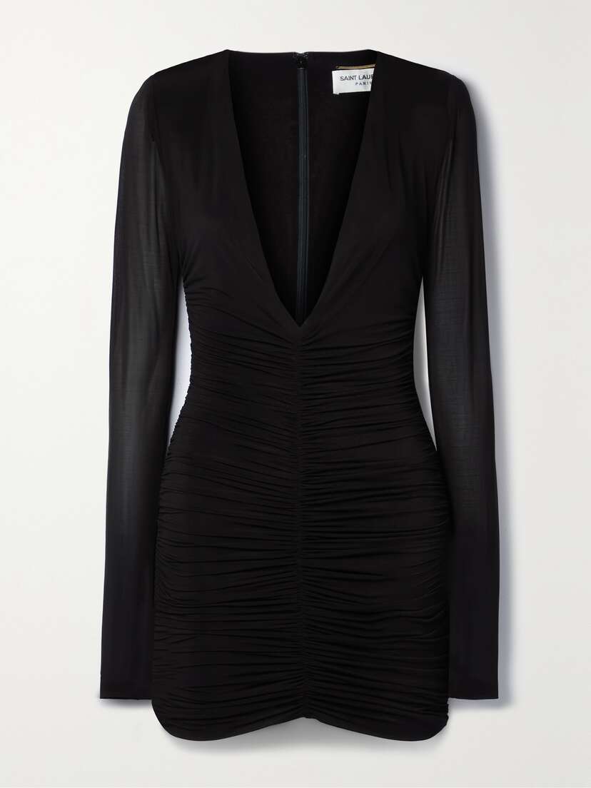 SAINT LAURENT Ruched Strech-jersey Mini Dress