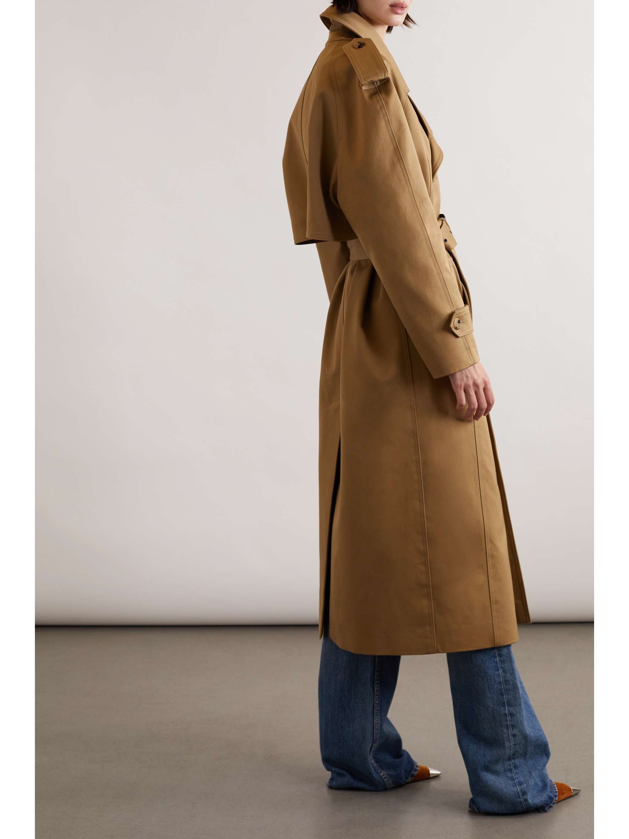 SAINT LAURENT Double-breasted belted cotton-twill trench coat