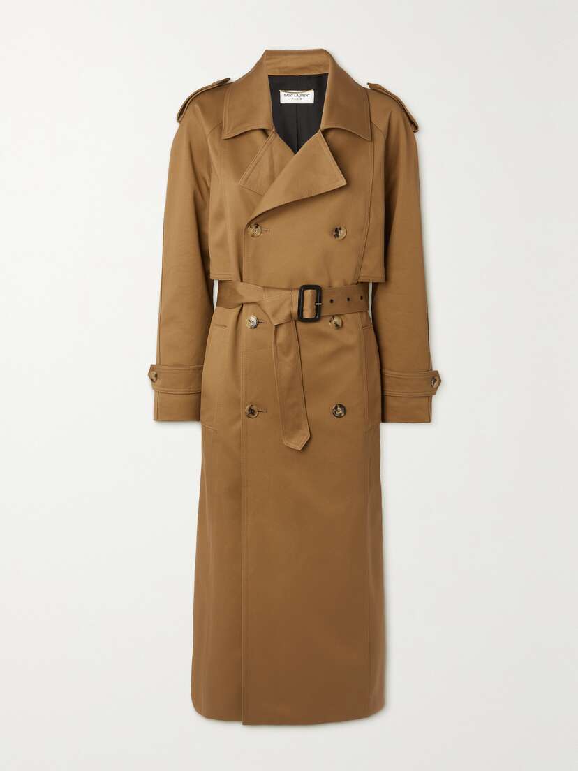 Saint Laurent Double-breasted Belted Cotton-twill Trench Coat