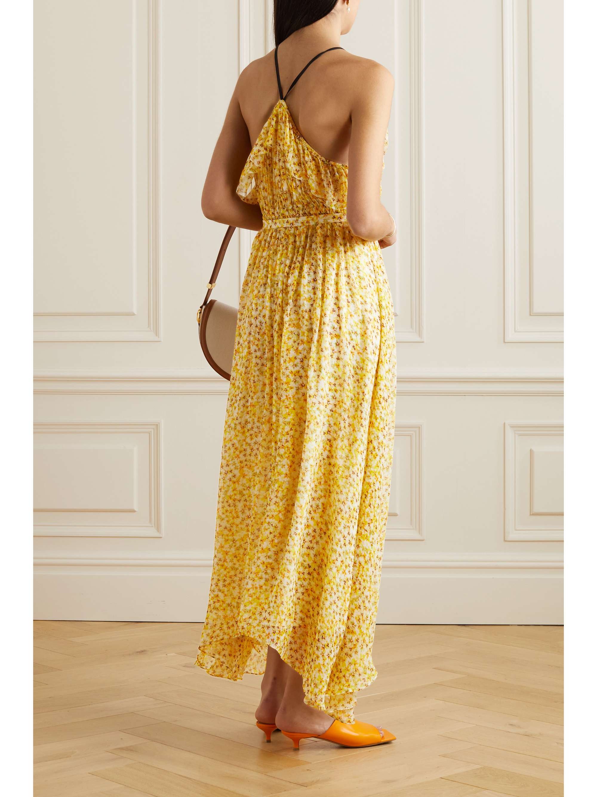 JASON WU Belted ruffled floral-print silk-chiffon halterneck midi dress
