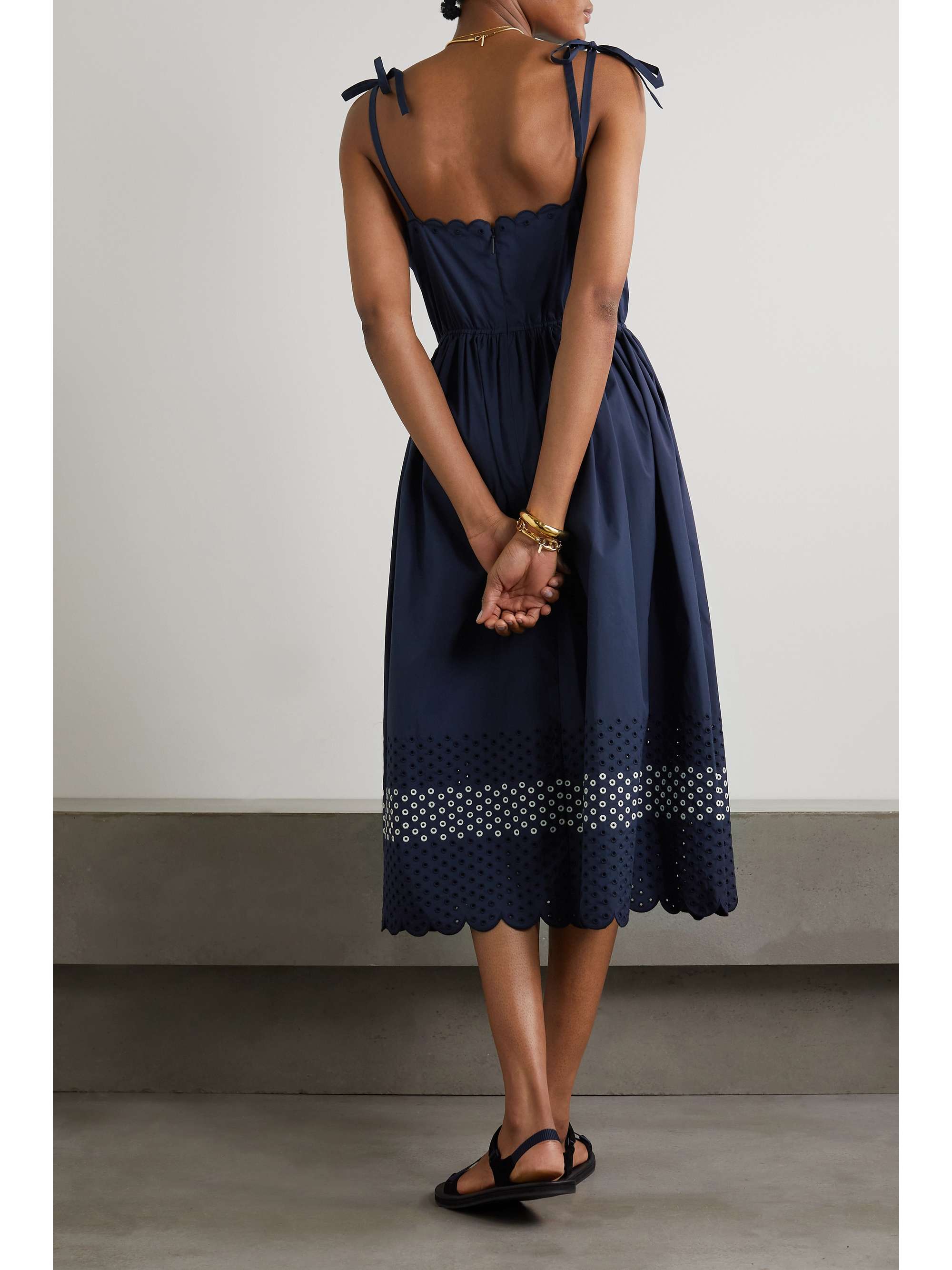 JASON WU Scalloped broderie anglaise cotton-blend midi dress