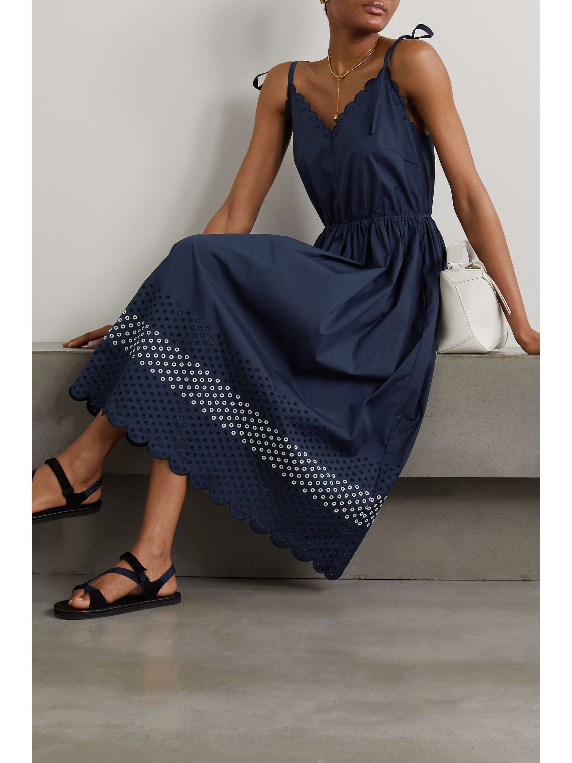JASON WU Scalloped broderie anglaise cotton-blend midi dress
