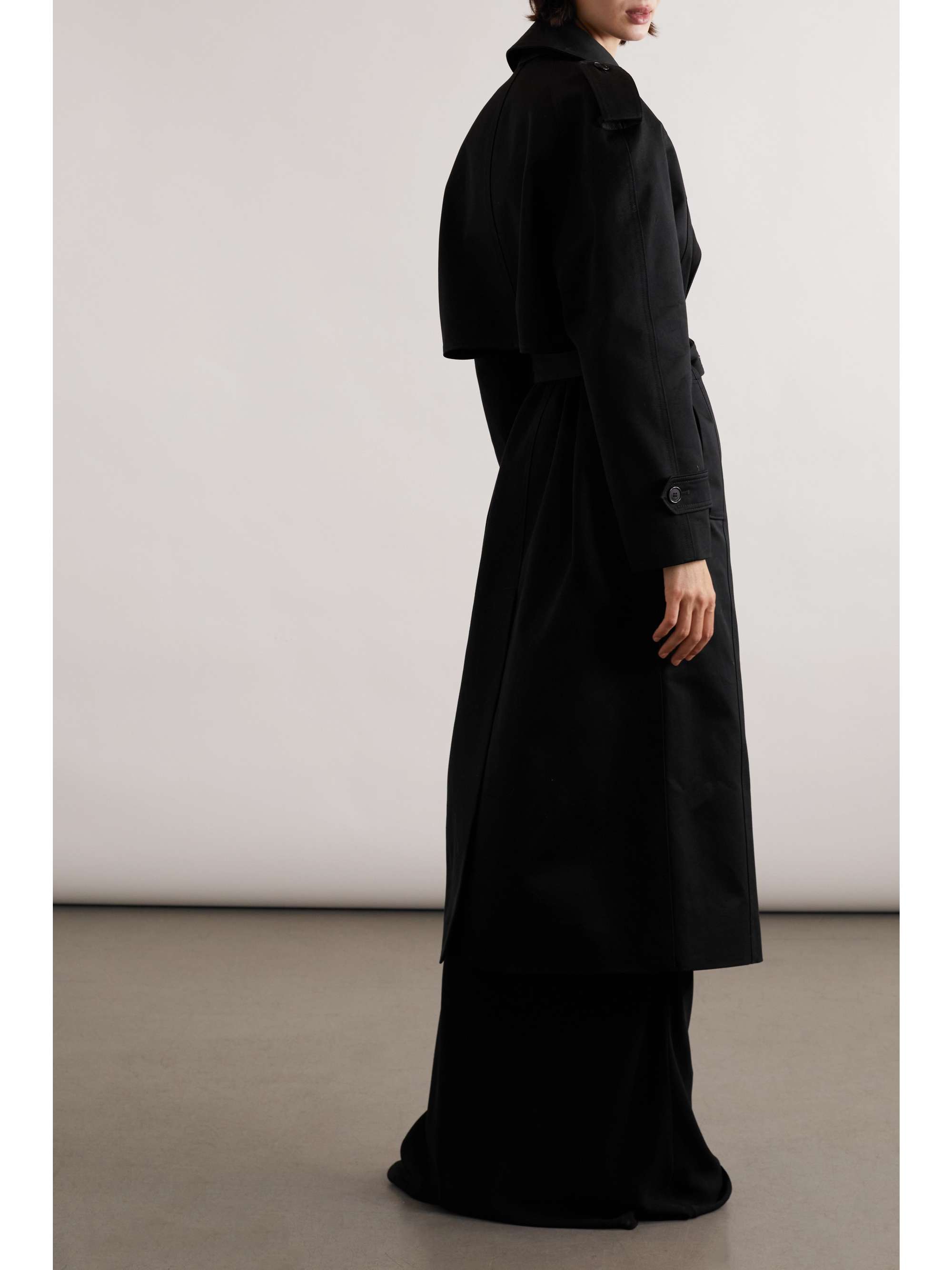 SAINT LAURENT Double-breasted belted cotton-twill trench coat