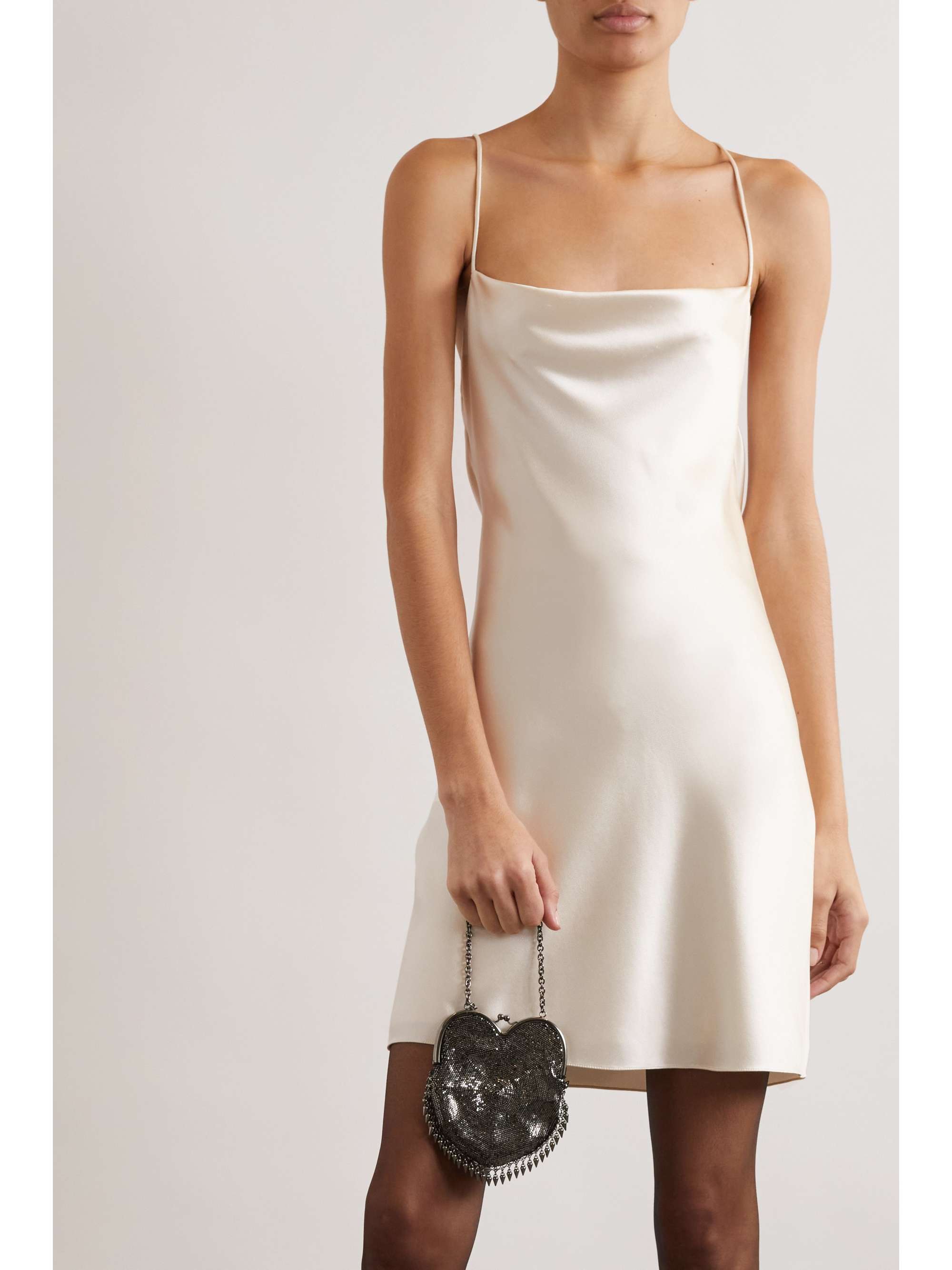 SAINT LAURENT Open-back silk-satin mini dress