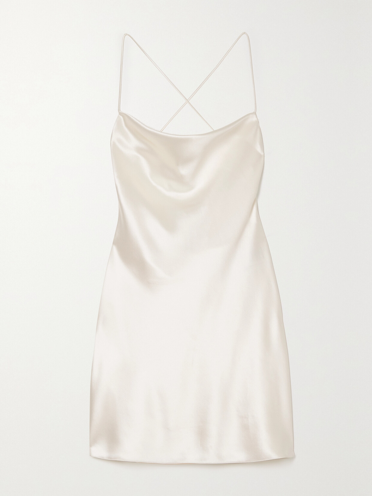 Shop Saint Laurent Open-back Silk-satin Mini Dress In White