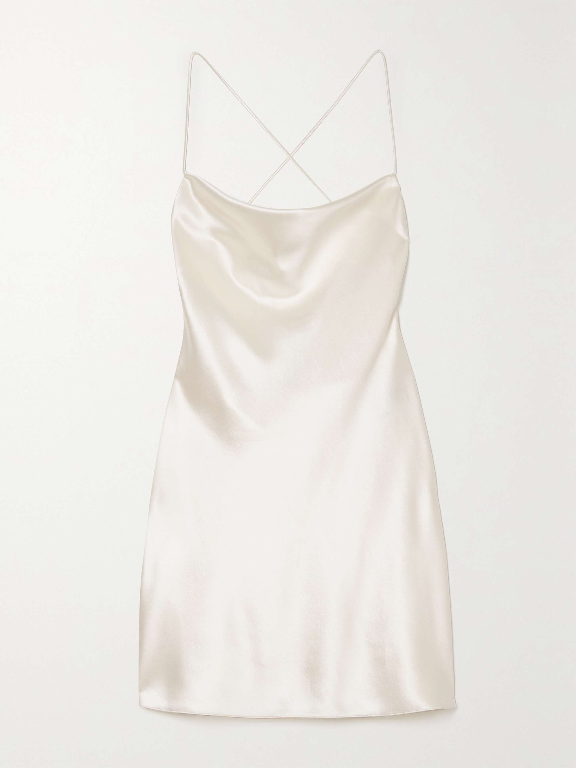 Open back silk satin mini dress
