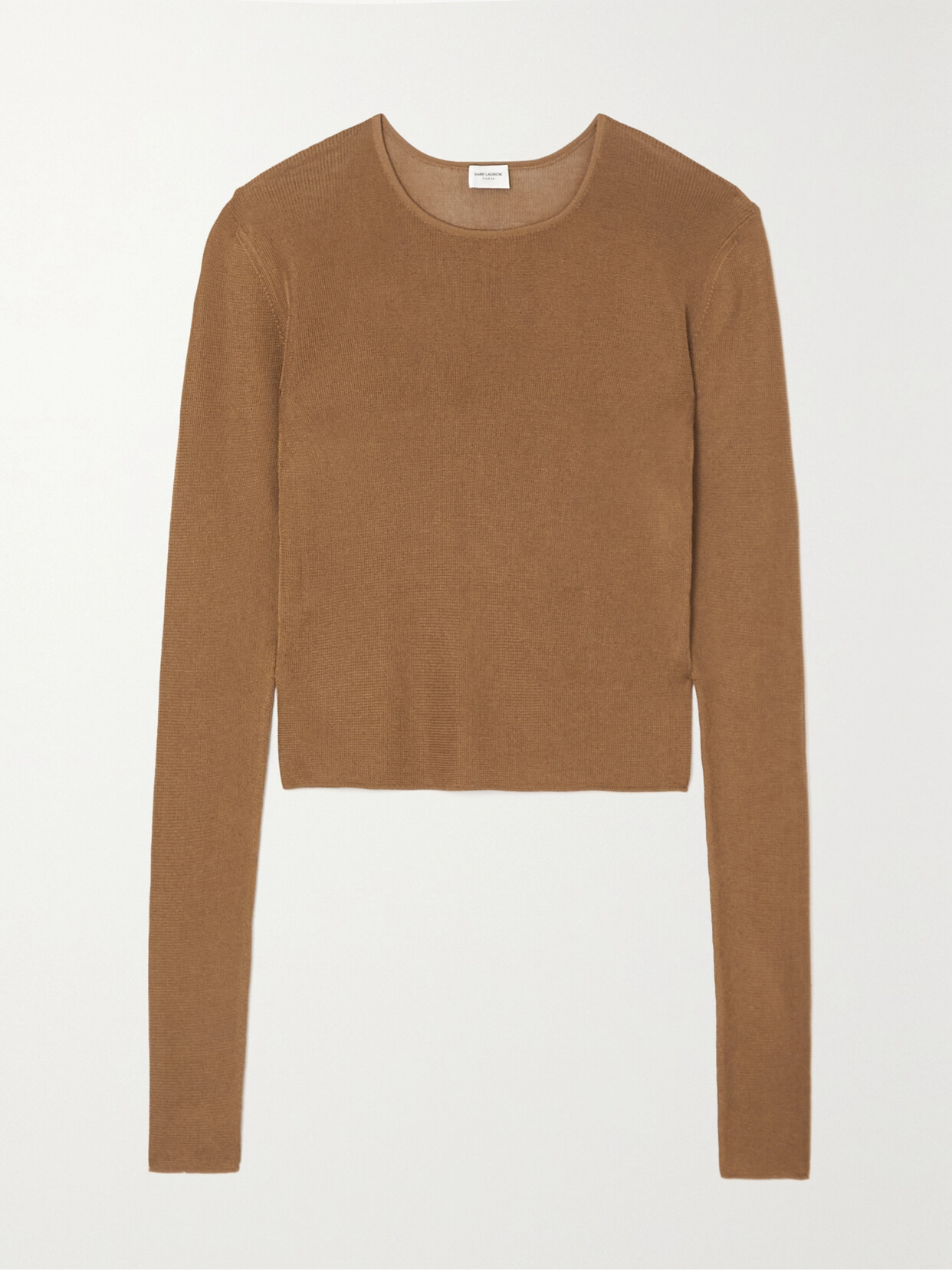 Saint Laurent Cropped Knitted Top In Brown