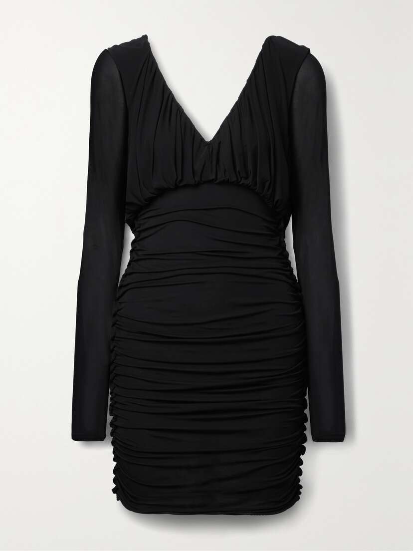Saint Laurent Ruched Stretch-jersey Mini Dress