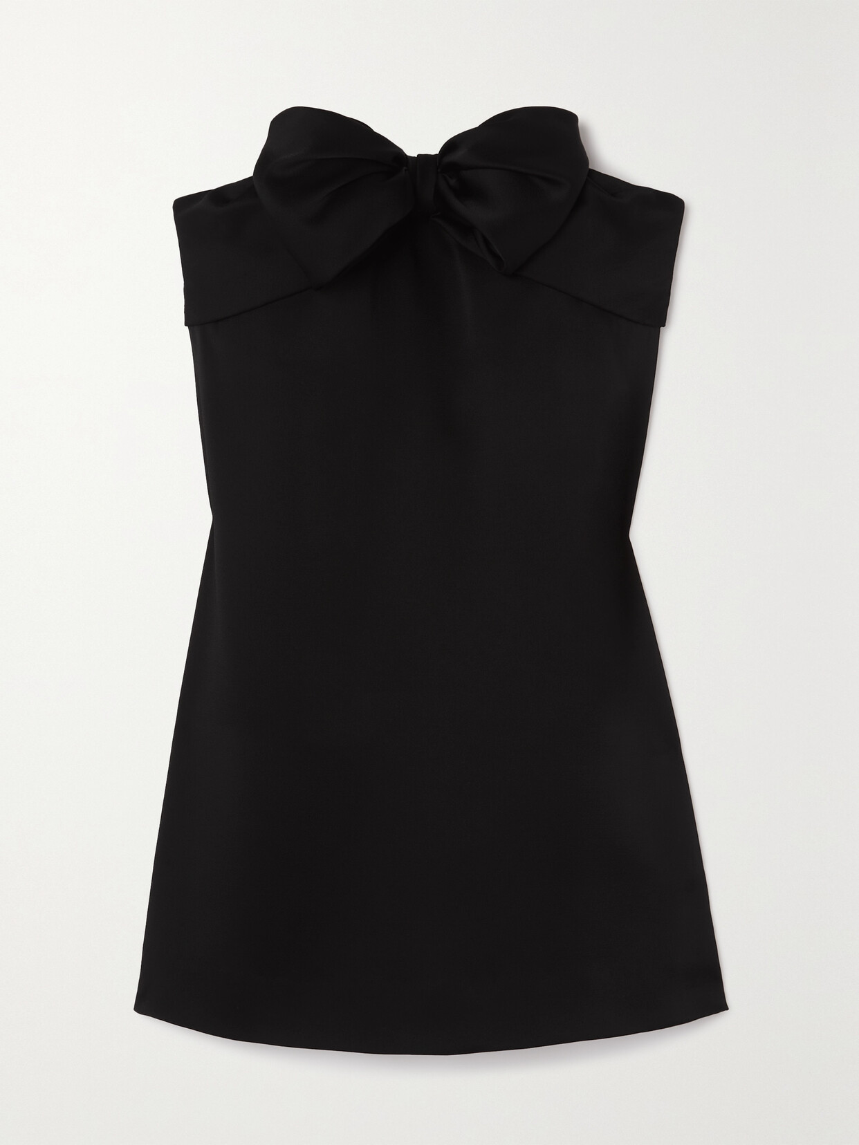 Shop Saint Laurent Strapless Satin Mini Dress In Black