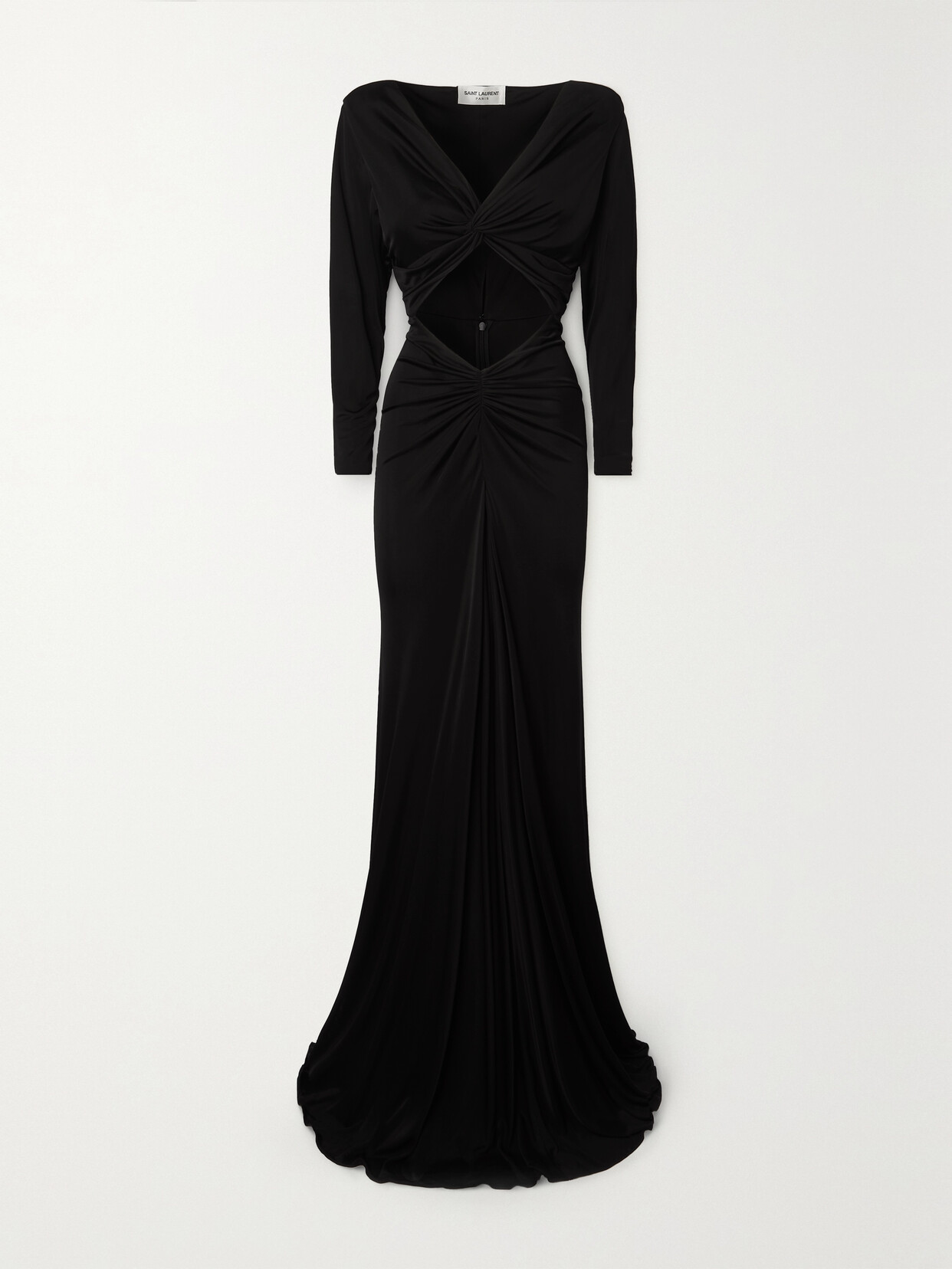 SAINT LAURENT Cutout Gathered Stretch-jersey Gown - Black