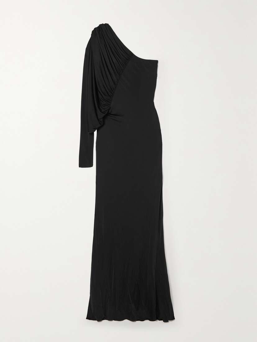 SAINT LAURENT One-shoulder Ruched Jersey Gown