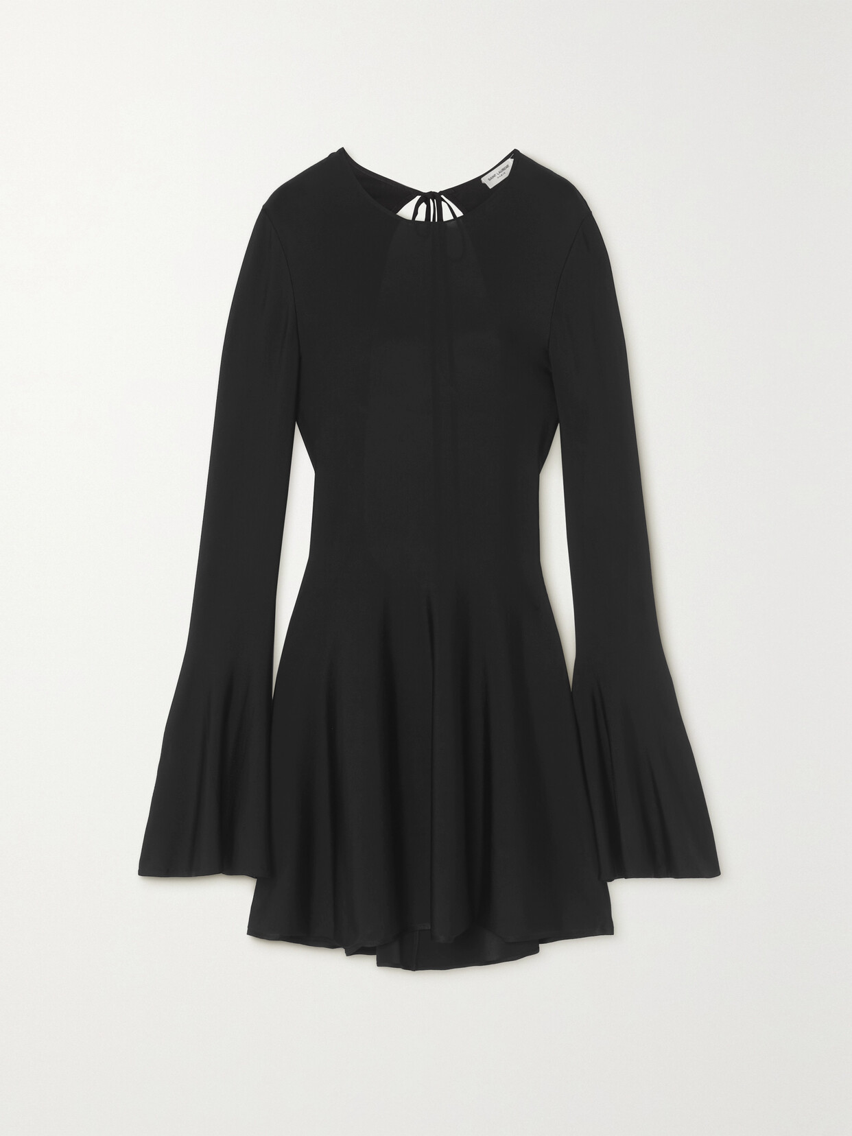 Shop Saint Laurent Open-back Stretch-knit Mini Dress In Black