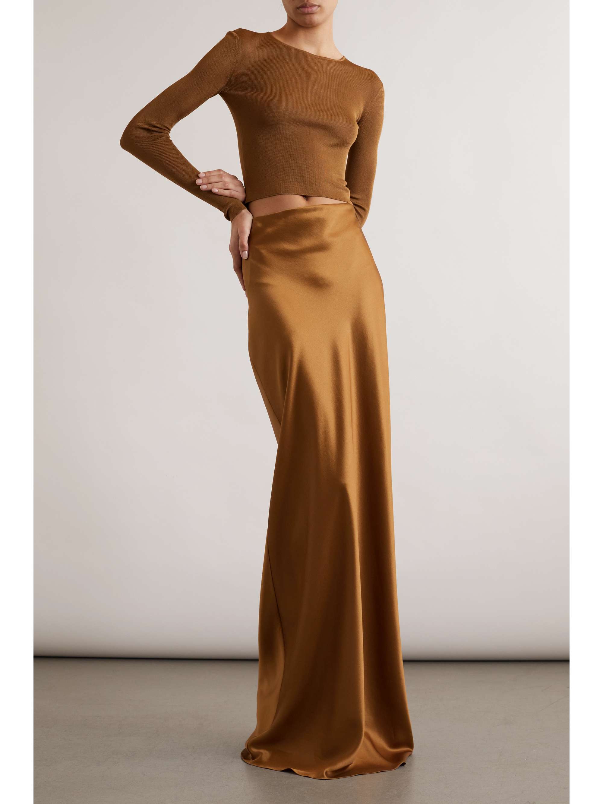 Silk-satin maxi skirt