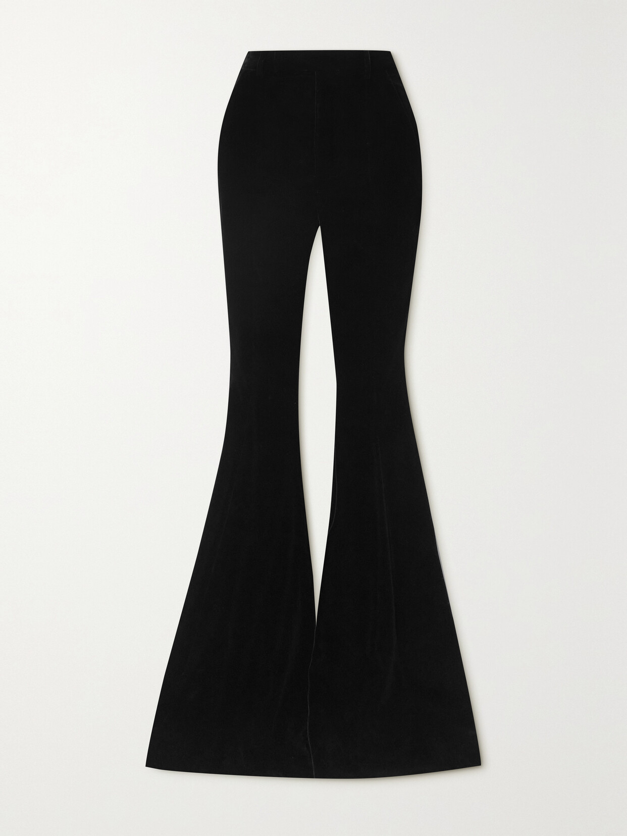 Shop Saint Laurent Flared Velvet Pants In Black