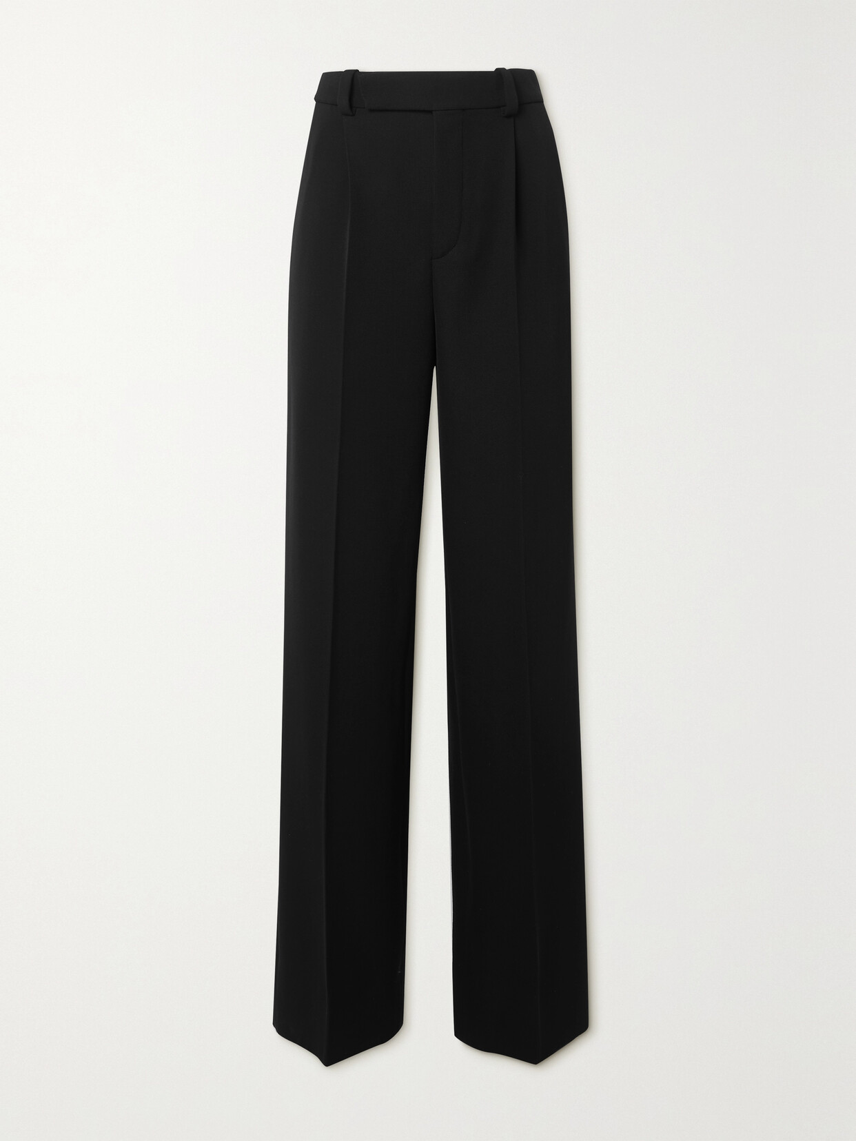 SAINT LAURENT - Pleated Grain De Poudre Wool Straight-leg Pants - Black