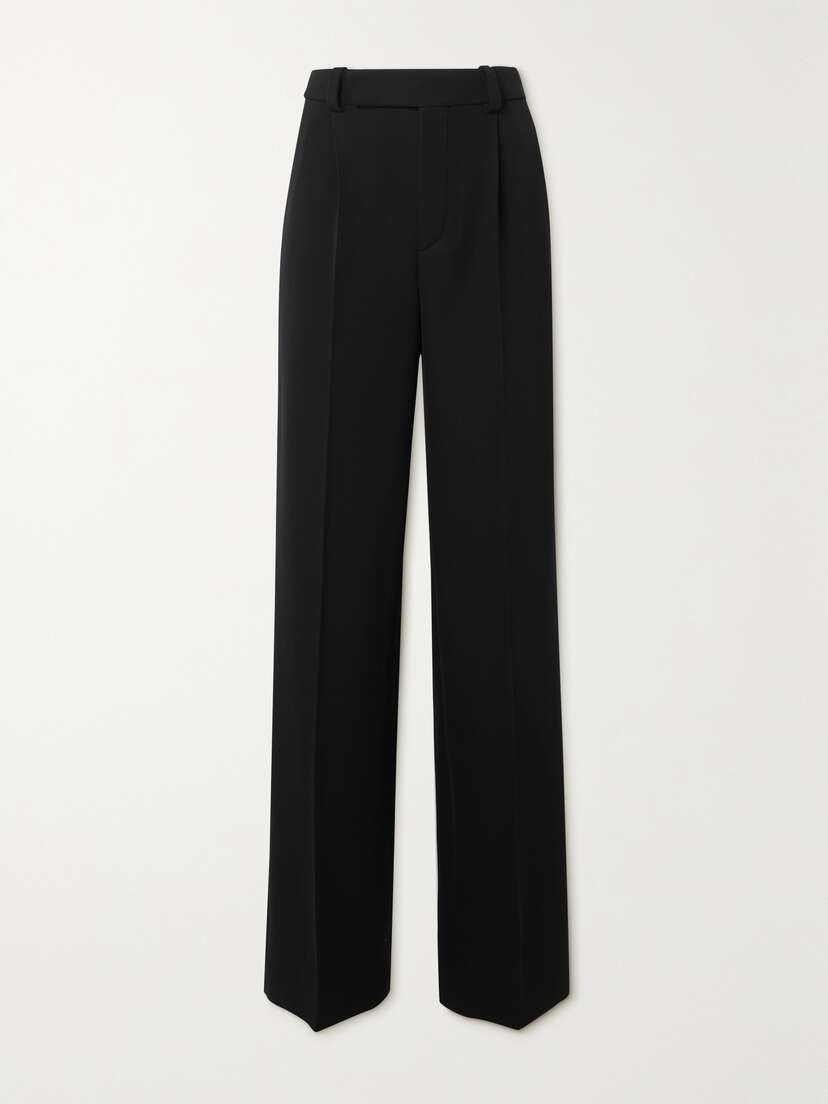 Saint Laurent Pleated Grain De Poudre Wool Straight-leg Pants