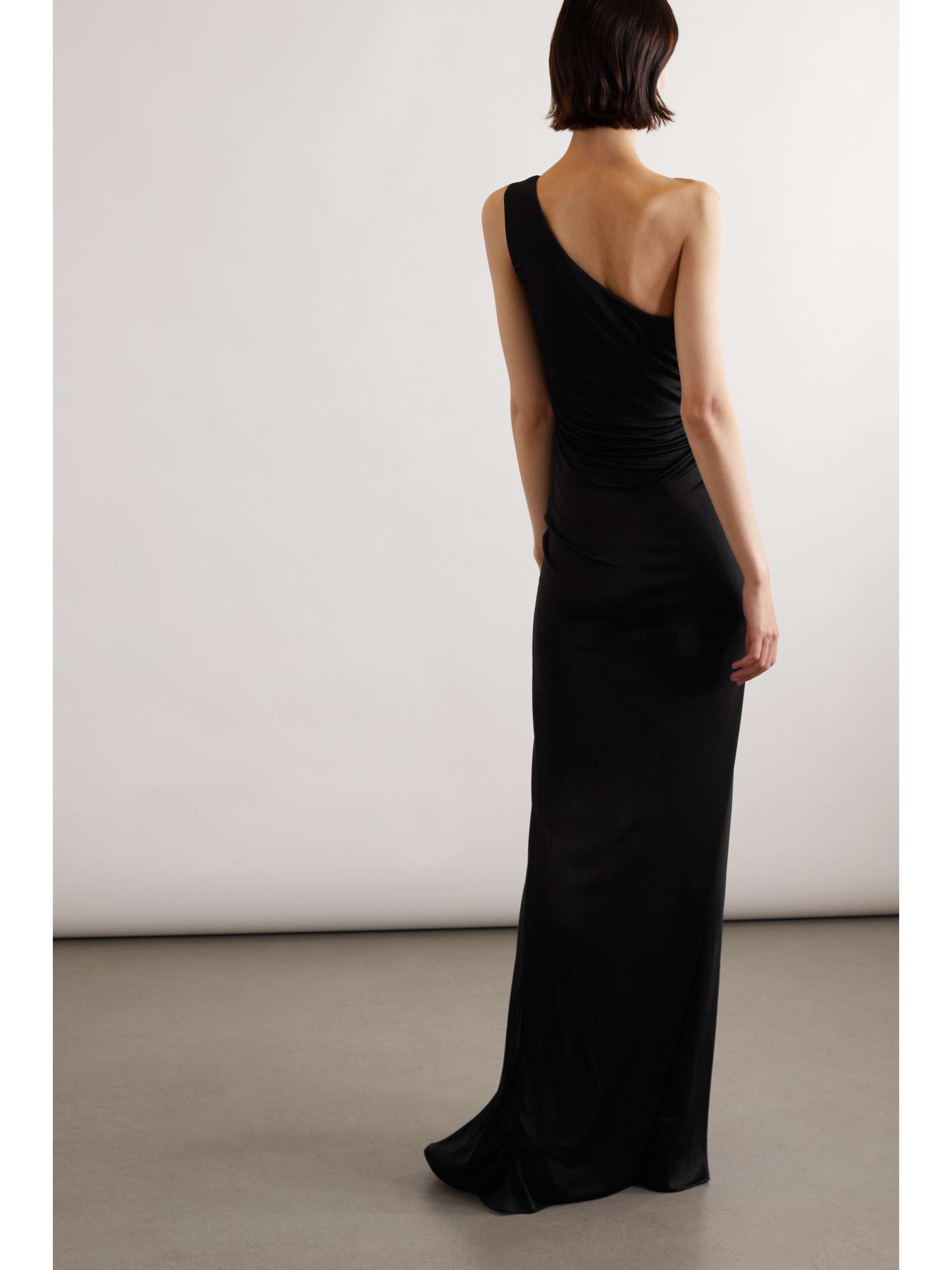 SAINT LAURENT One-shoulder ruched stretch-jersey gown | NET-A-PORTER