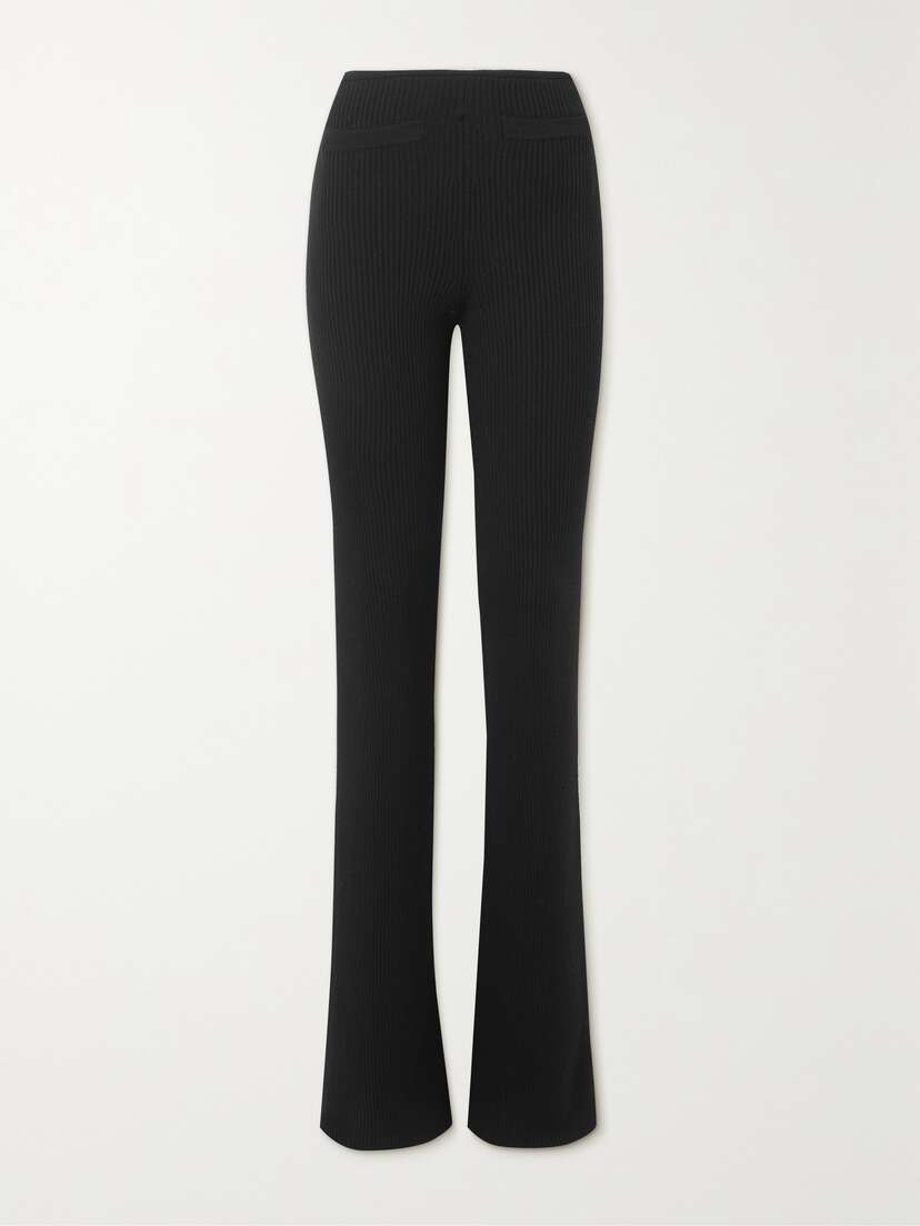 Saint Laurent Taille Ribbed Wool Flared Pants
