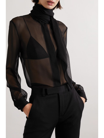 Saint Laurent Tie-detailed silk-chiffon blouse