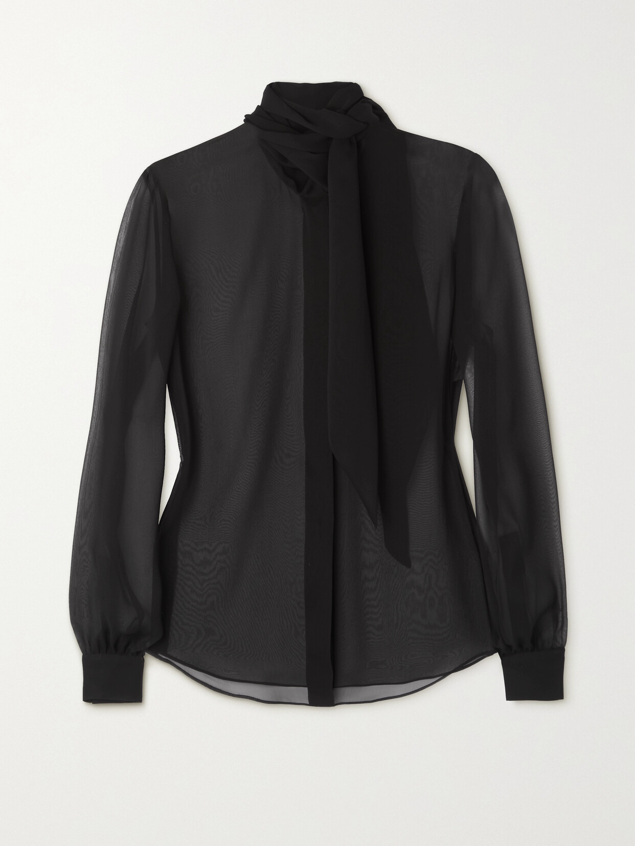 SAINT LAURENT - Tie-detailed Silk-chiffon Blouse - Black