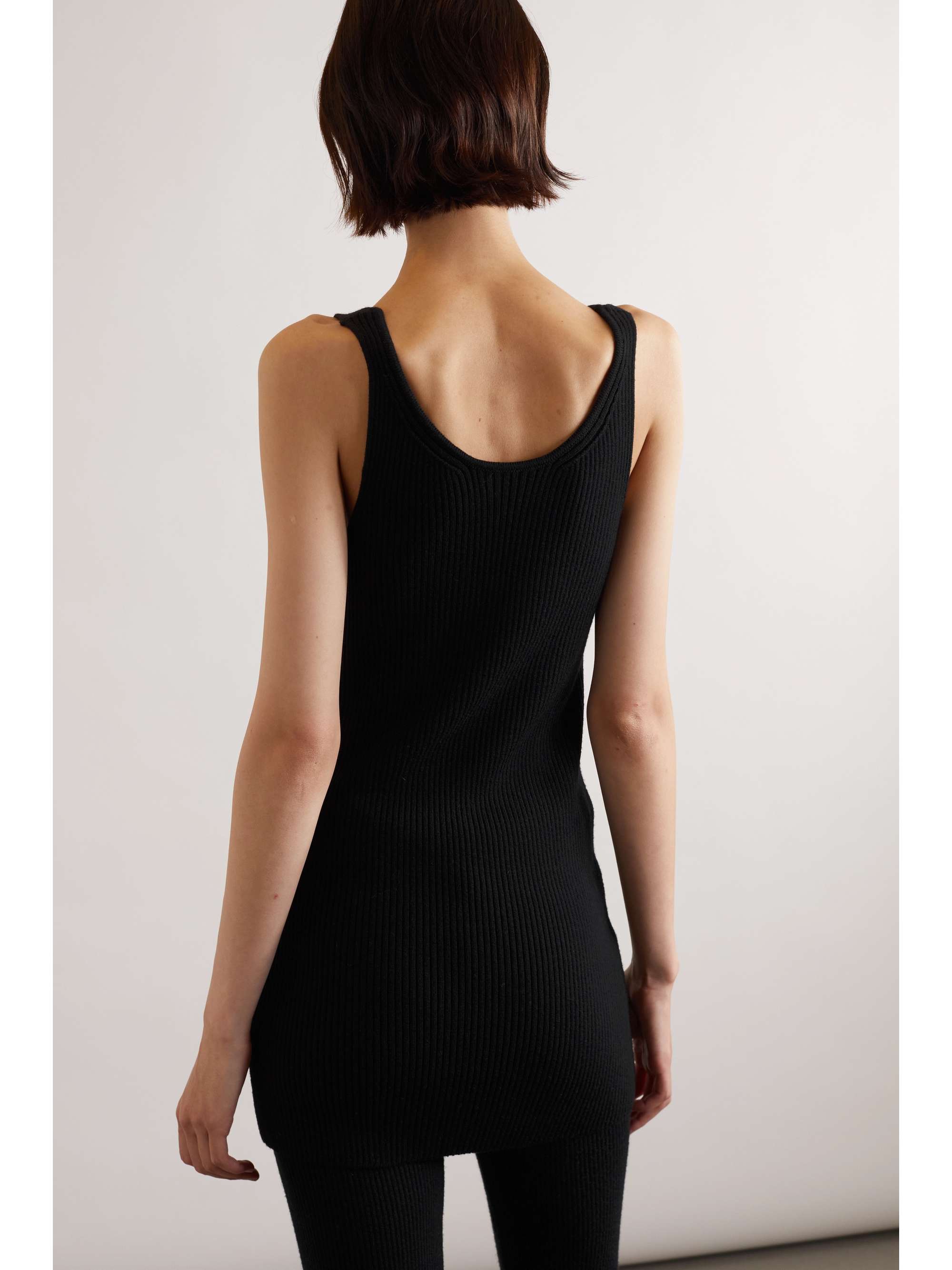 Black Ribbed wool tank top SAINT LAURENT NETAPORTER