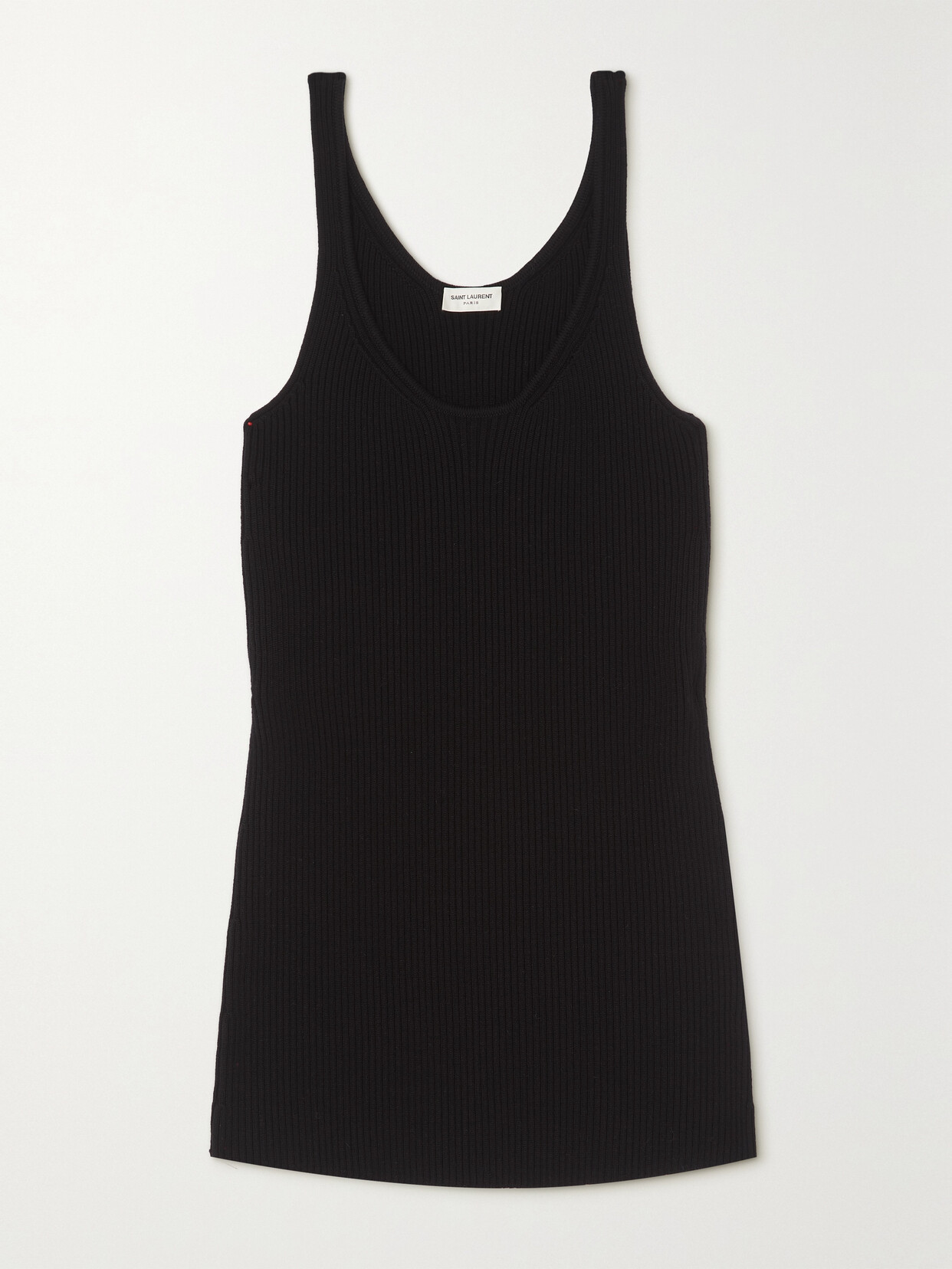 Saint Laurent Ribbed Wool Tank Top In Black