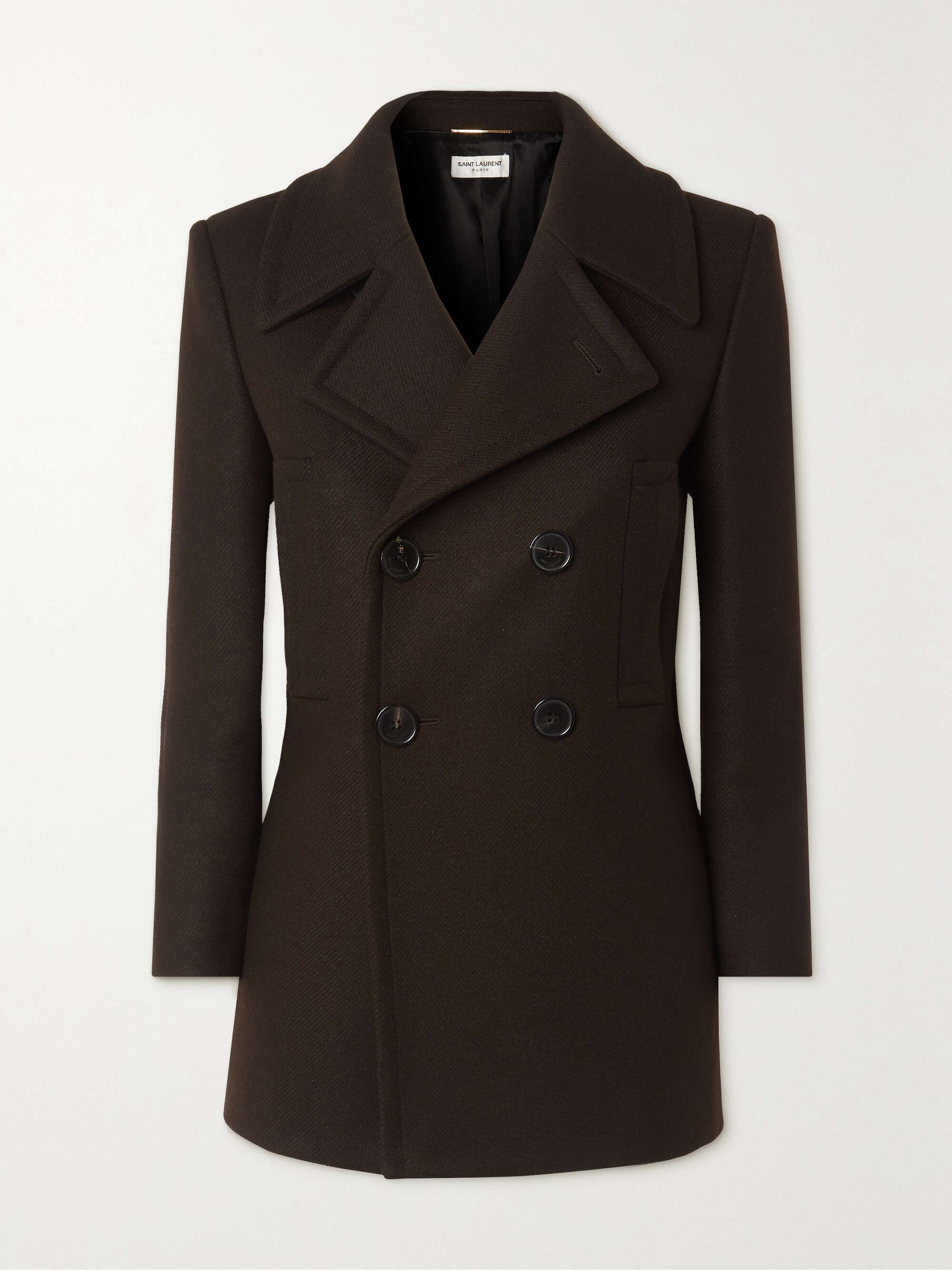 SAINT LAURENT Double breasted wool blend coat NET A PORTER