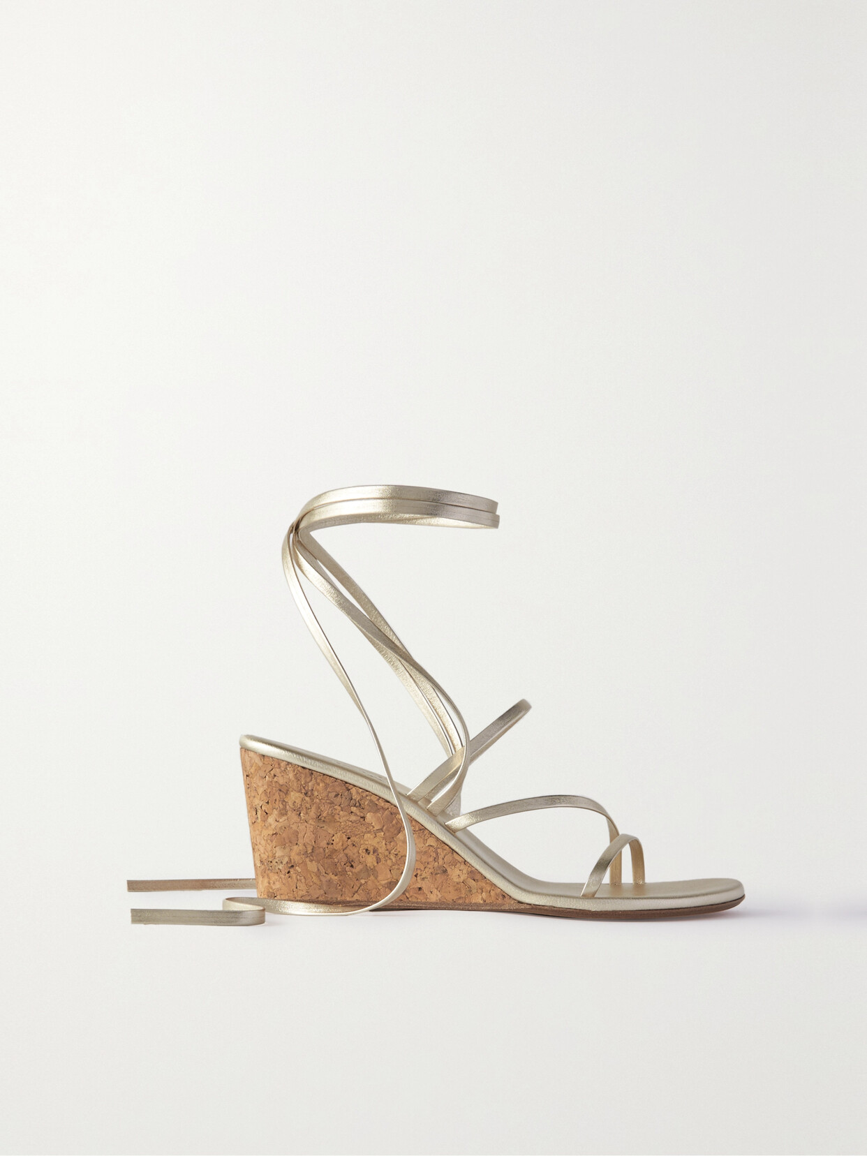 Ancient Greek Sandals - Lithi Metallic Leather Wedge Sandals - Gold