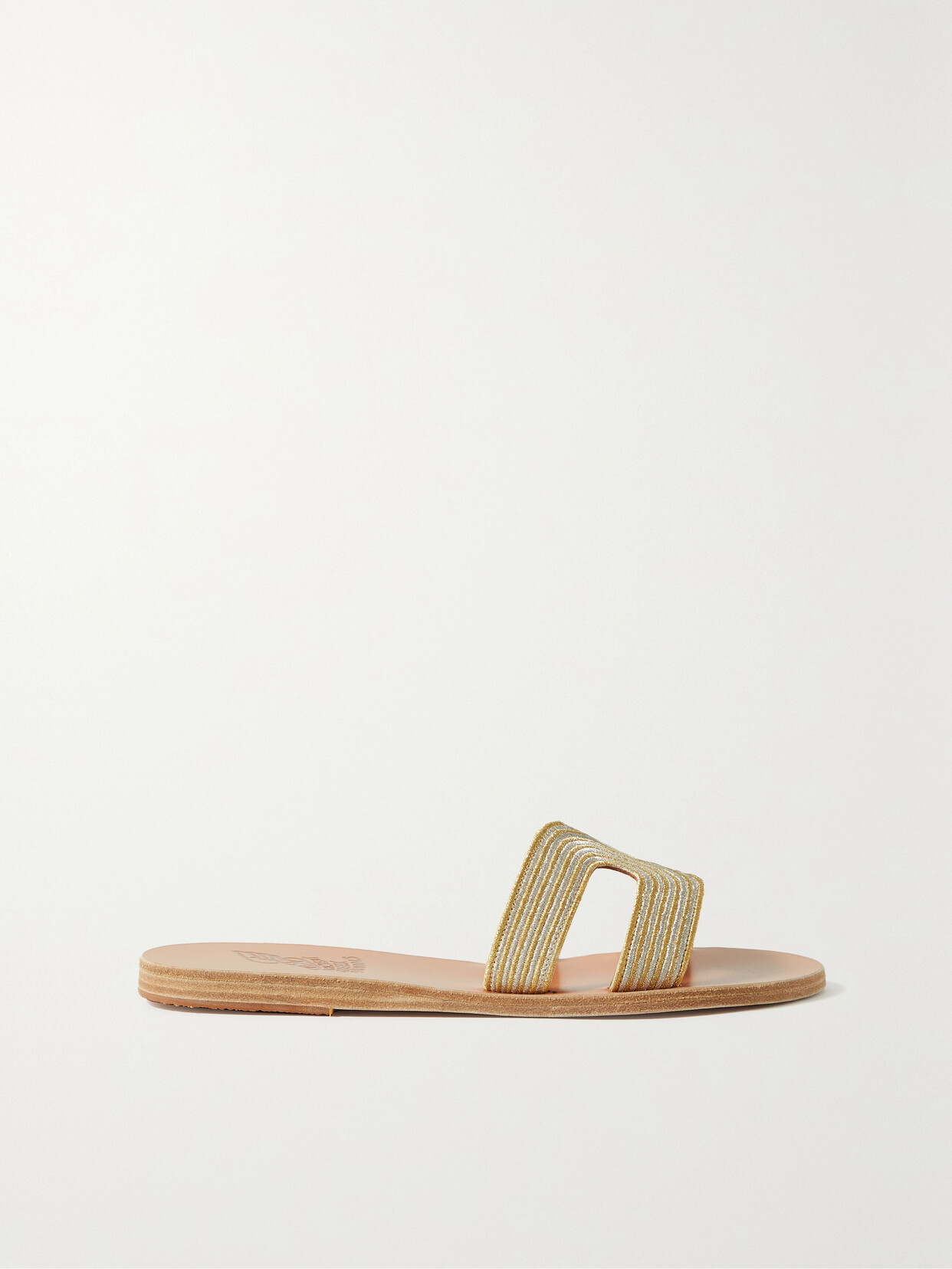 Ancient Greek Sandals Kentima Metallic Embroidered Leather Sandals In Metallic