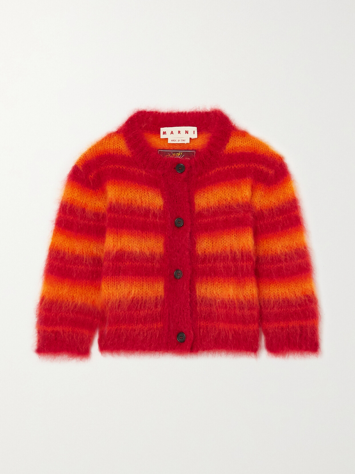 Marni - Cropped Striped Mohair-blend Cardigan - Red