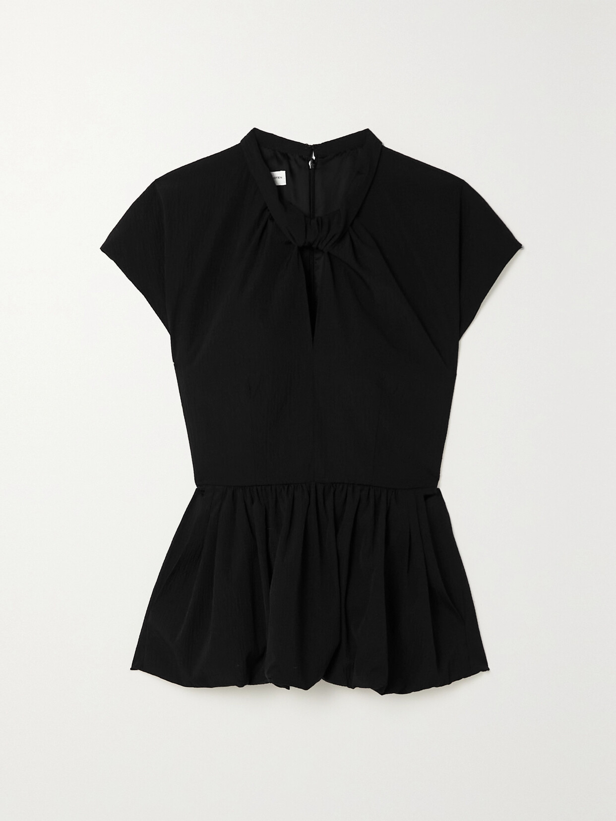 Dries Van Noten - Pleated Cut-out Crepon Peplum Blouse - Black