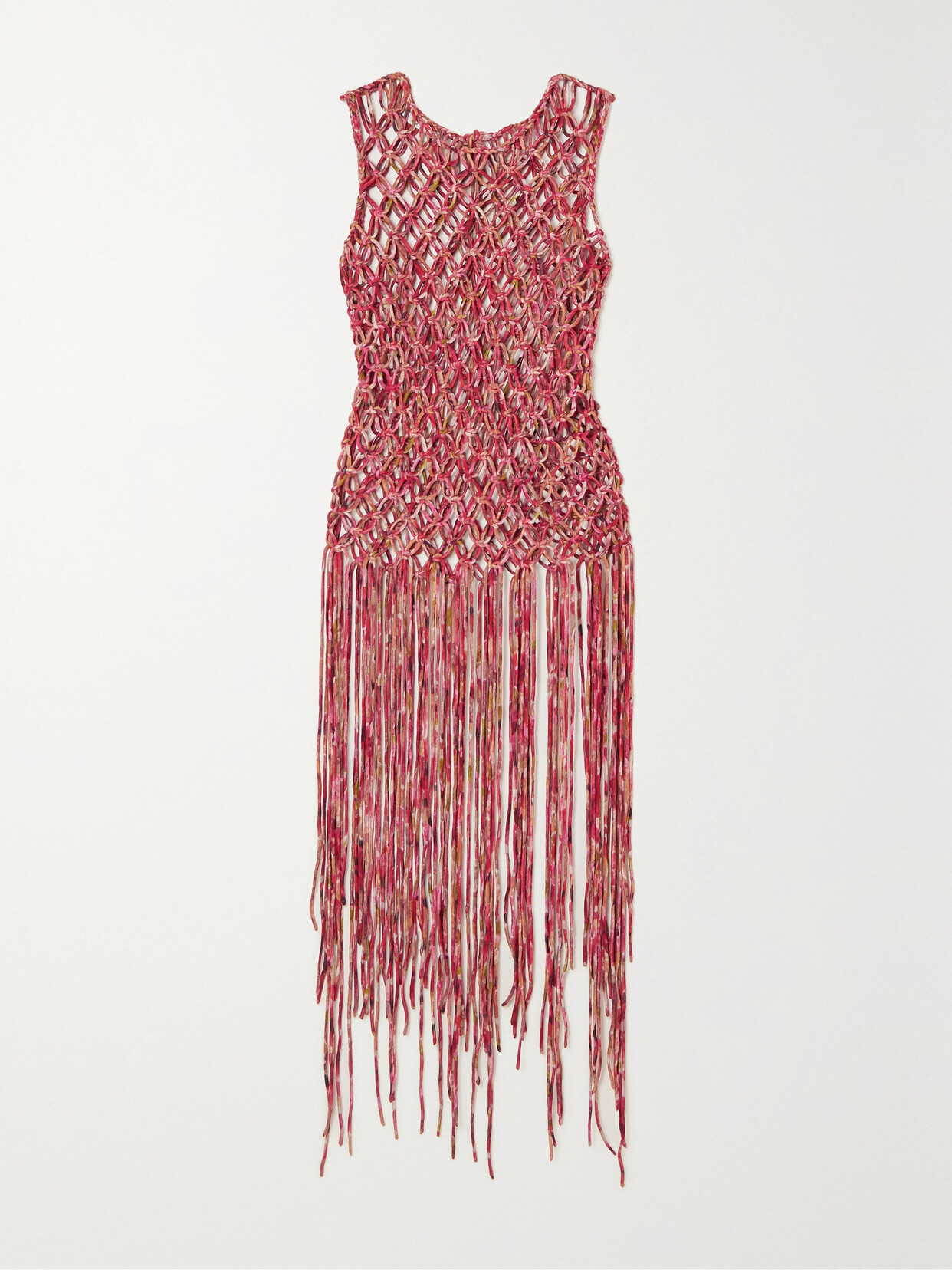 Dries Van Noten Coyle Gradient-print Fishnet Macrame Top In Fuchsia