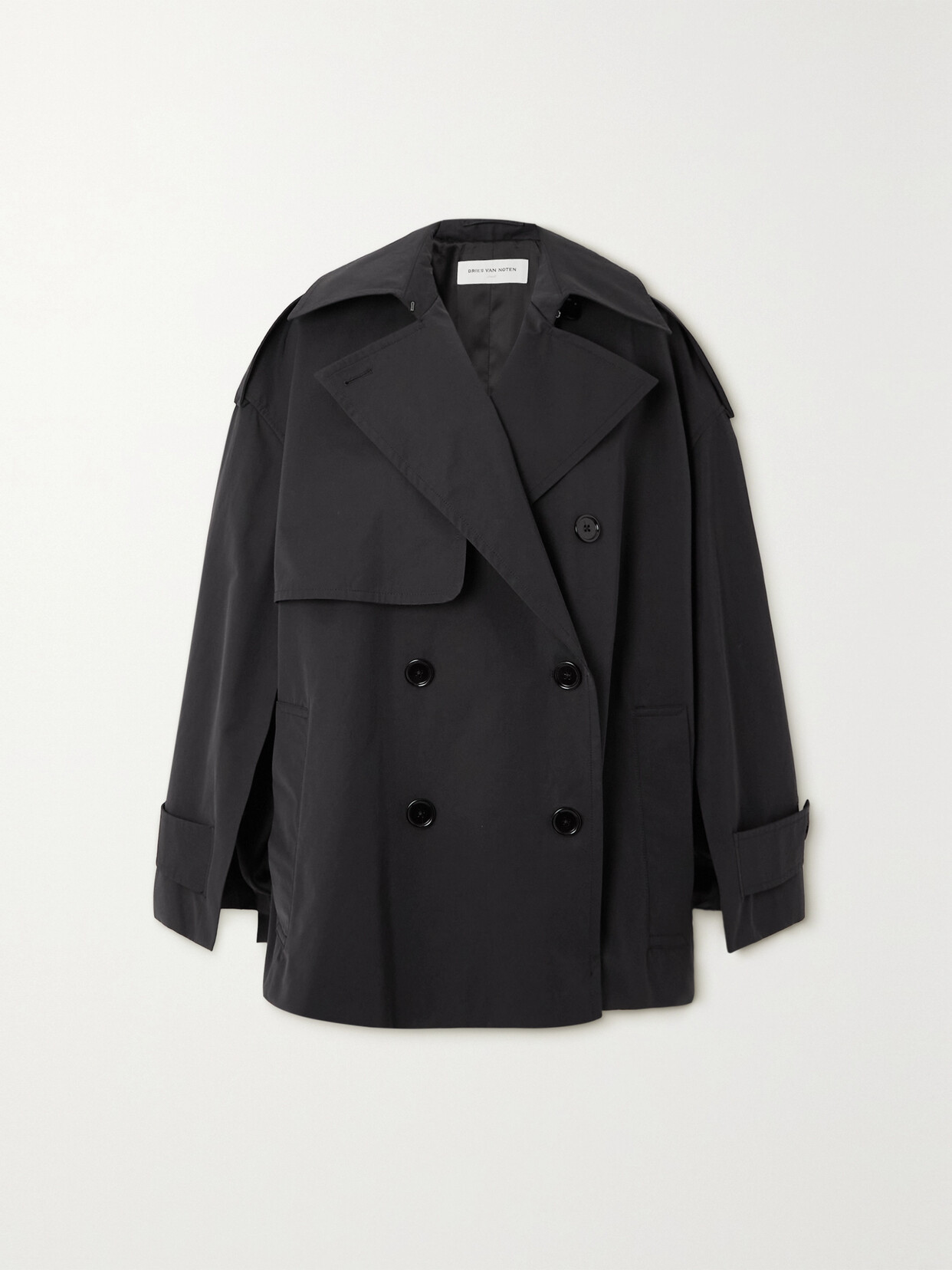 Dries Van Noten Cape-effect Double-breasted Gabardine Trench Coat