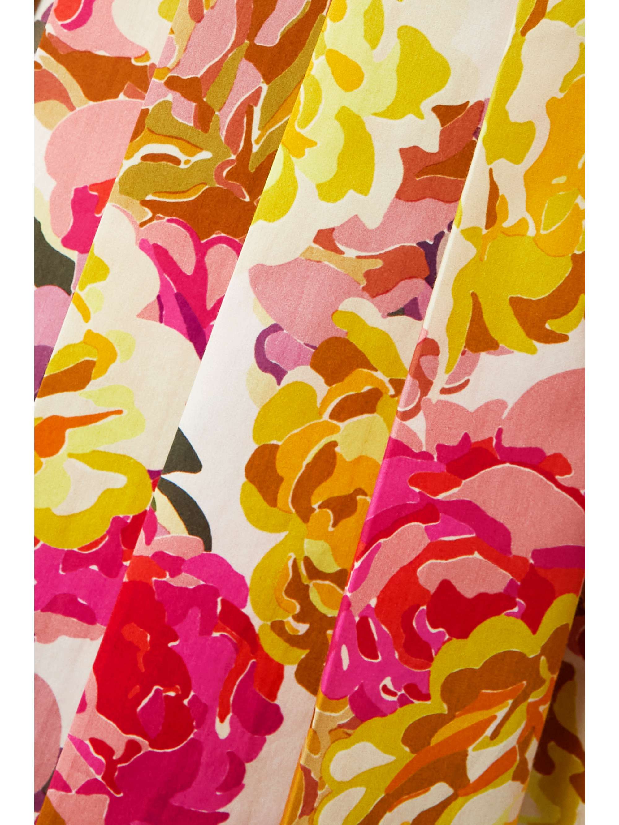 DRIES VAN NOTEN 褶裥配腰带花卉印花纯棉府绸裹身连衣裙