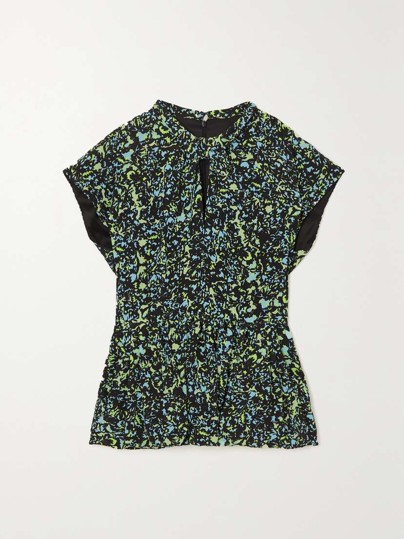Dries Van Noten Floral-print Cutout Crepe De Chine Top