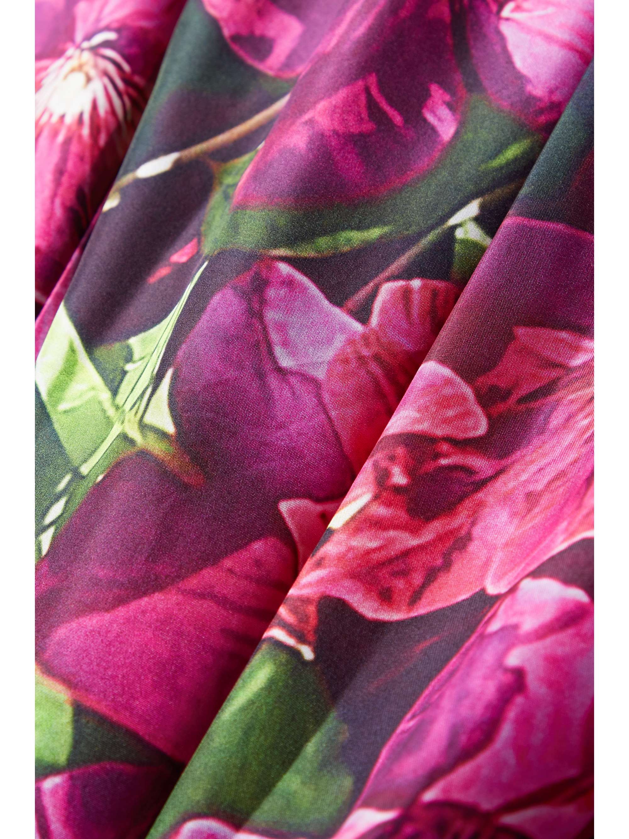 DRIES VAN NOTEN Gathered floral-print silk and cotton-blend satin skirt