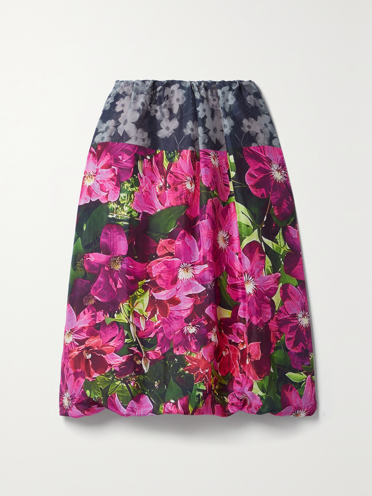 Dries Van Noten - Gathered Floral-print Silk And Cotton-blend Satin Skirt - Pink