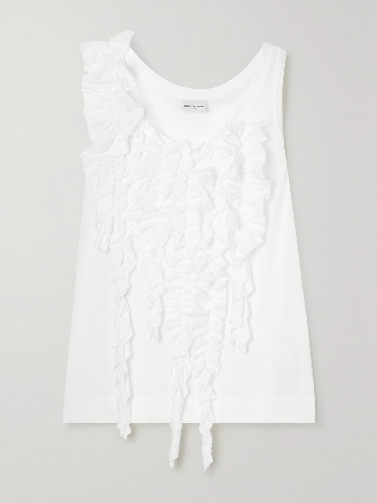 Dries Van Noten - Ruffled Cotton-jersey Tank - White