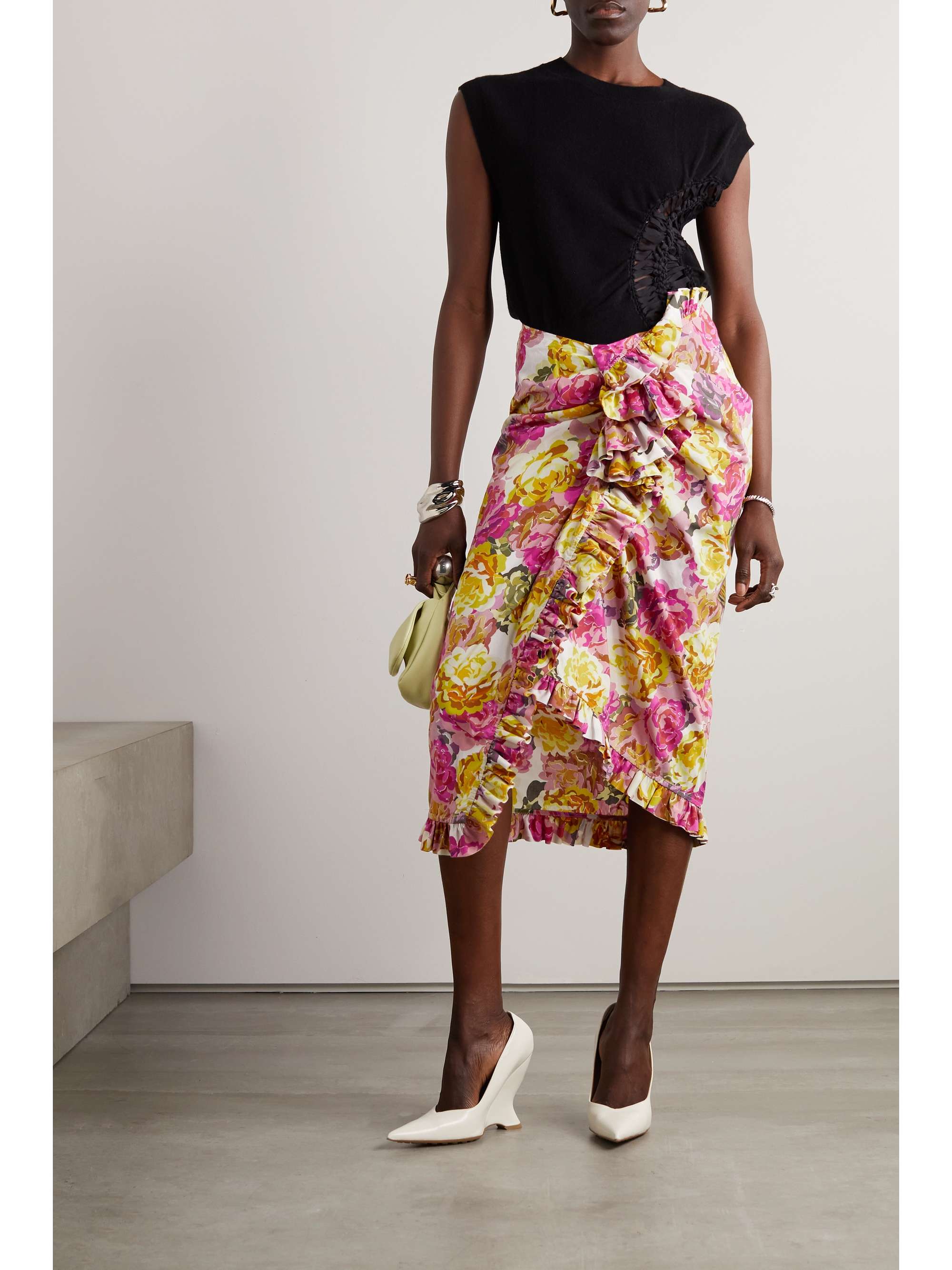 ドリスヴァンノッテンコットンプリントスカート