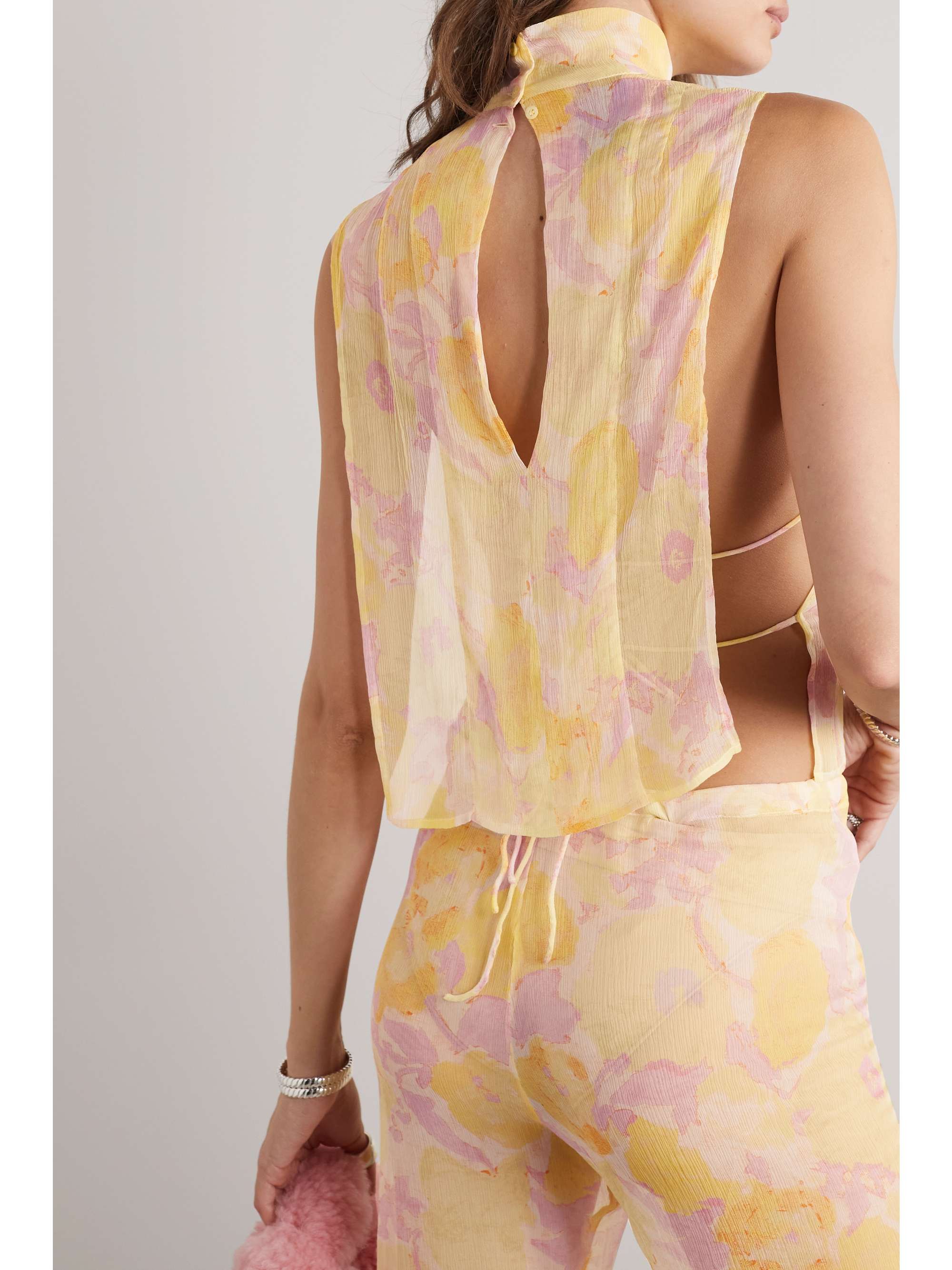 DRIES VAN NOTEN Floral-print silk-crepon top