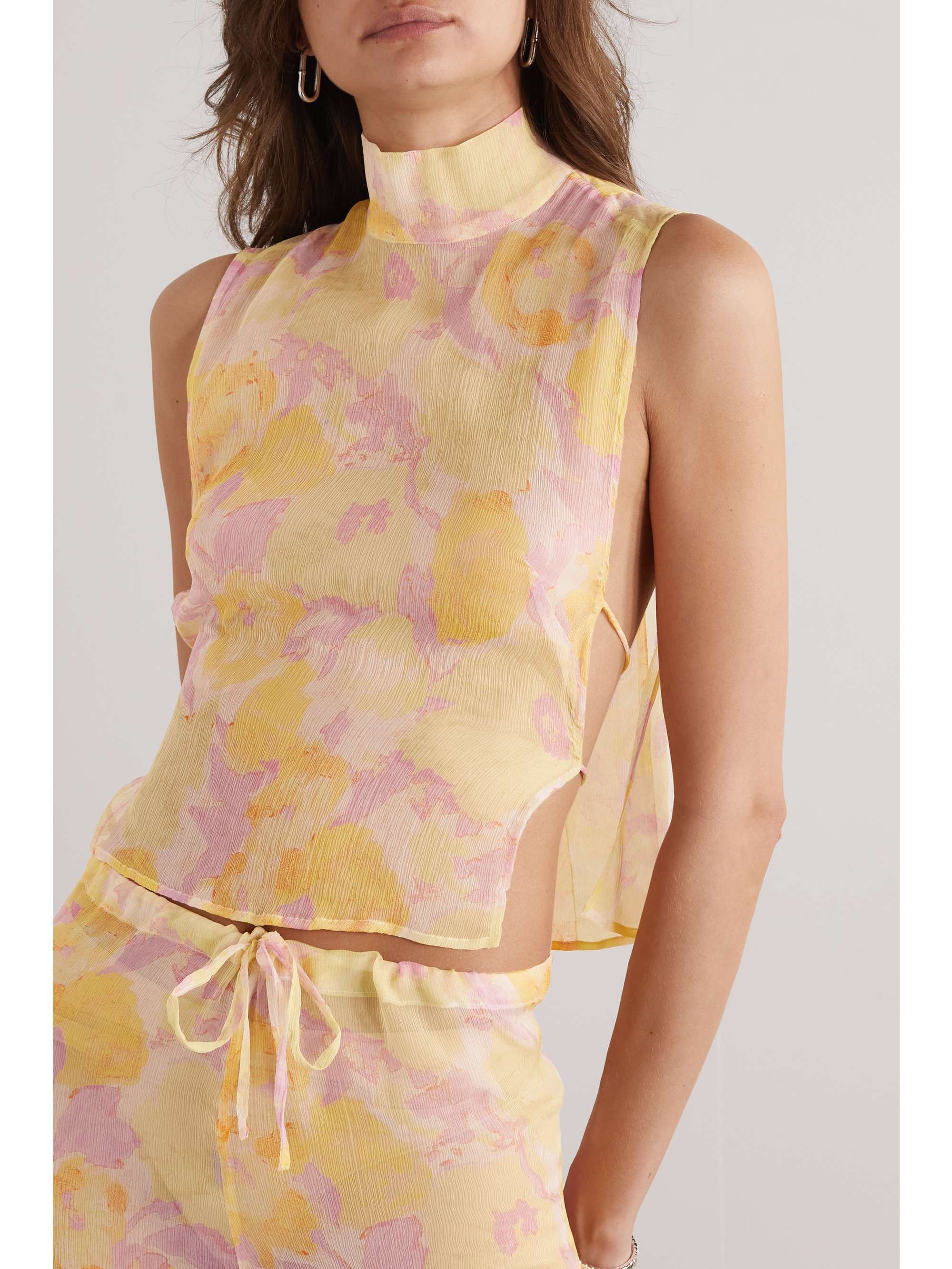 DRIES VAN NOTEN Floral-print silk-crepon top